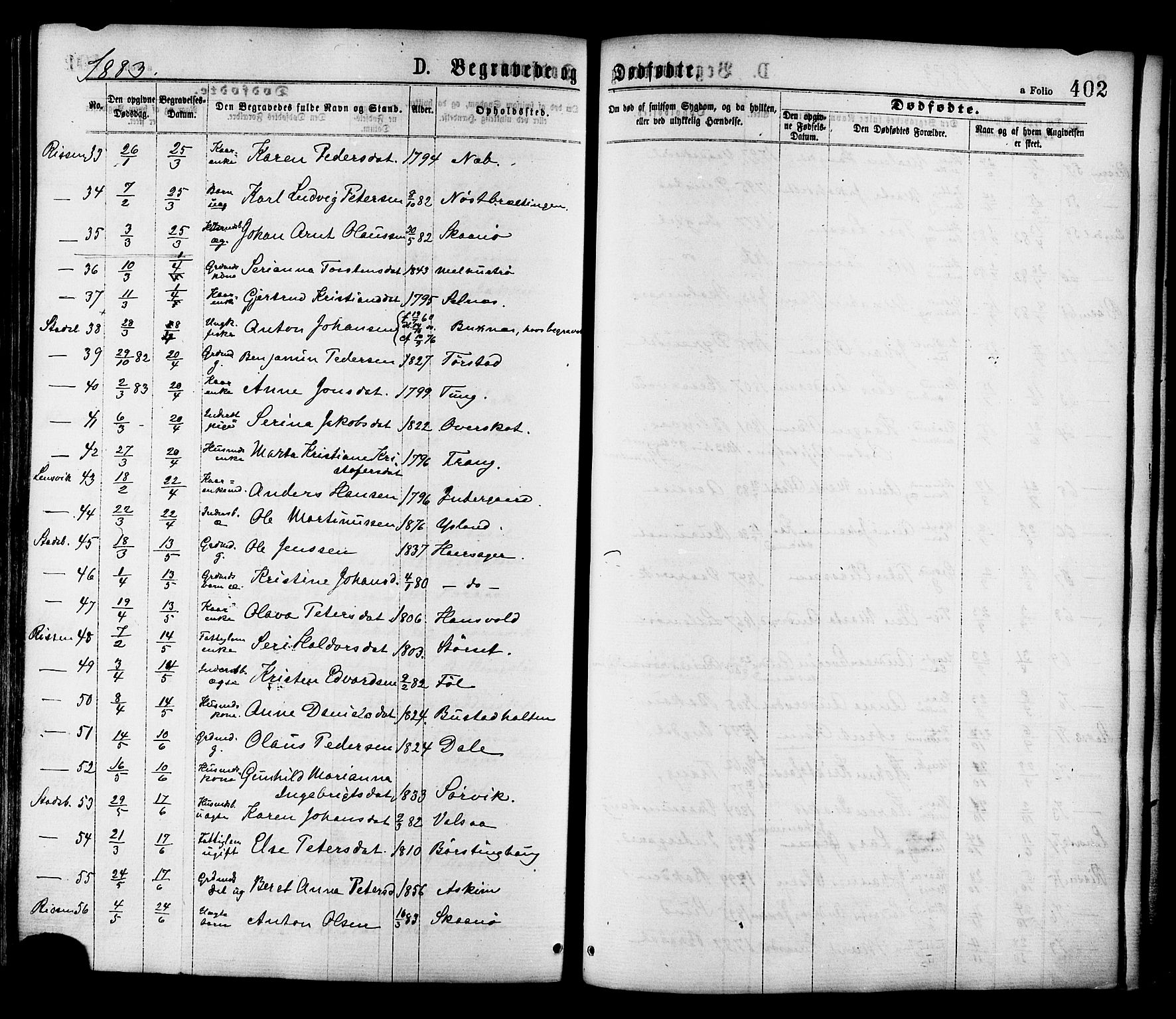Ministerialprotokoller, klokkerbøker og fødselsregistre - Sør-Trøndelag, SAT/A-1456/646/L0613: Ministerialbok nr. 646A11, 1870-1884, s. 402
