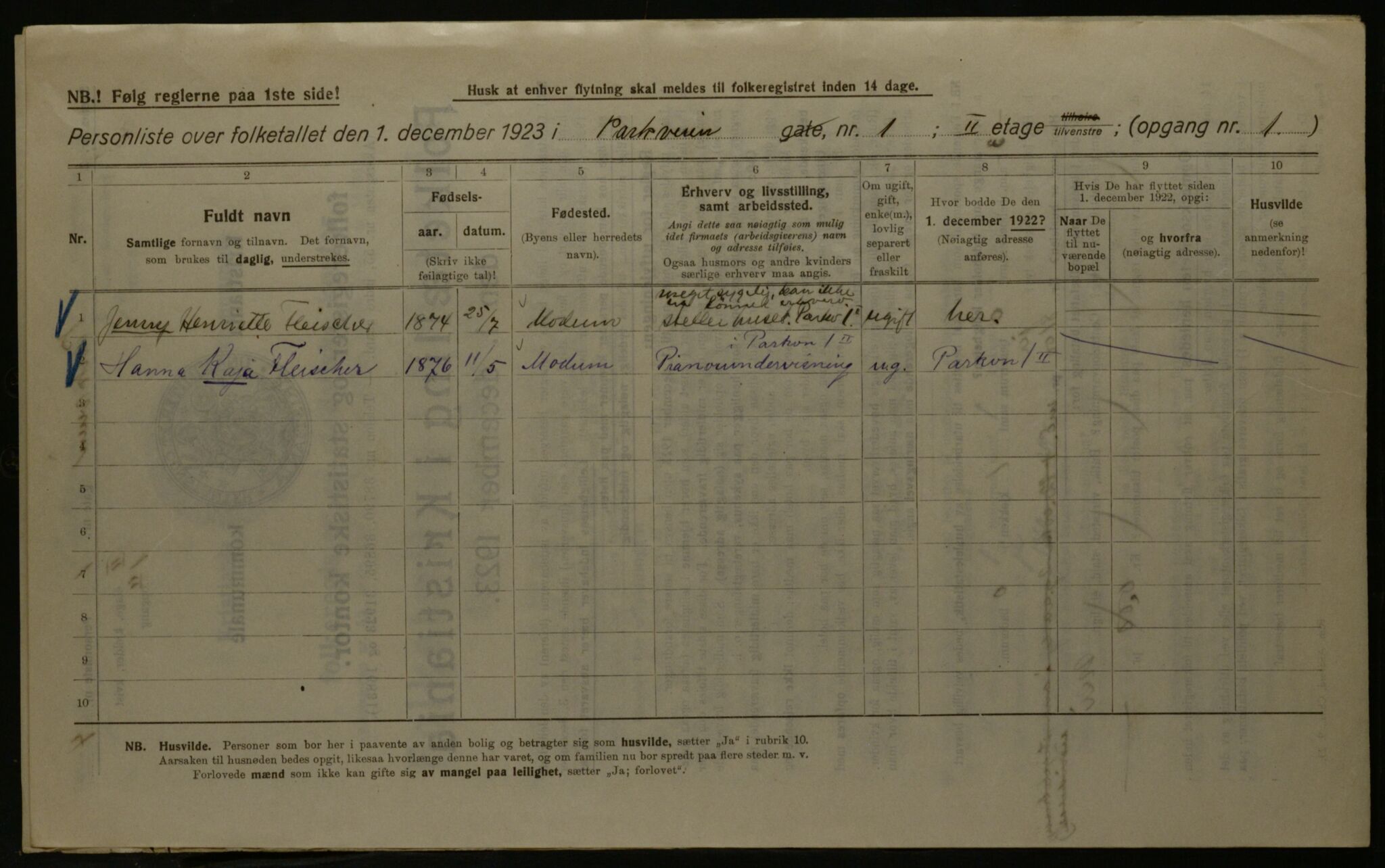 OBA, Kommunal folketelling 1.12.1923 for Kristiania, 1923, s. 85819