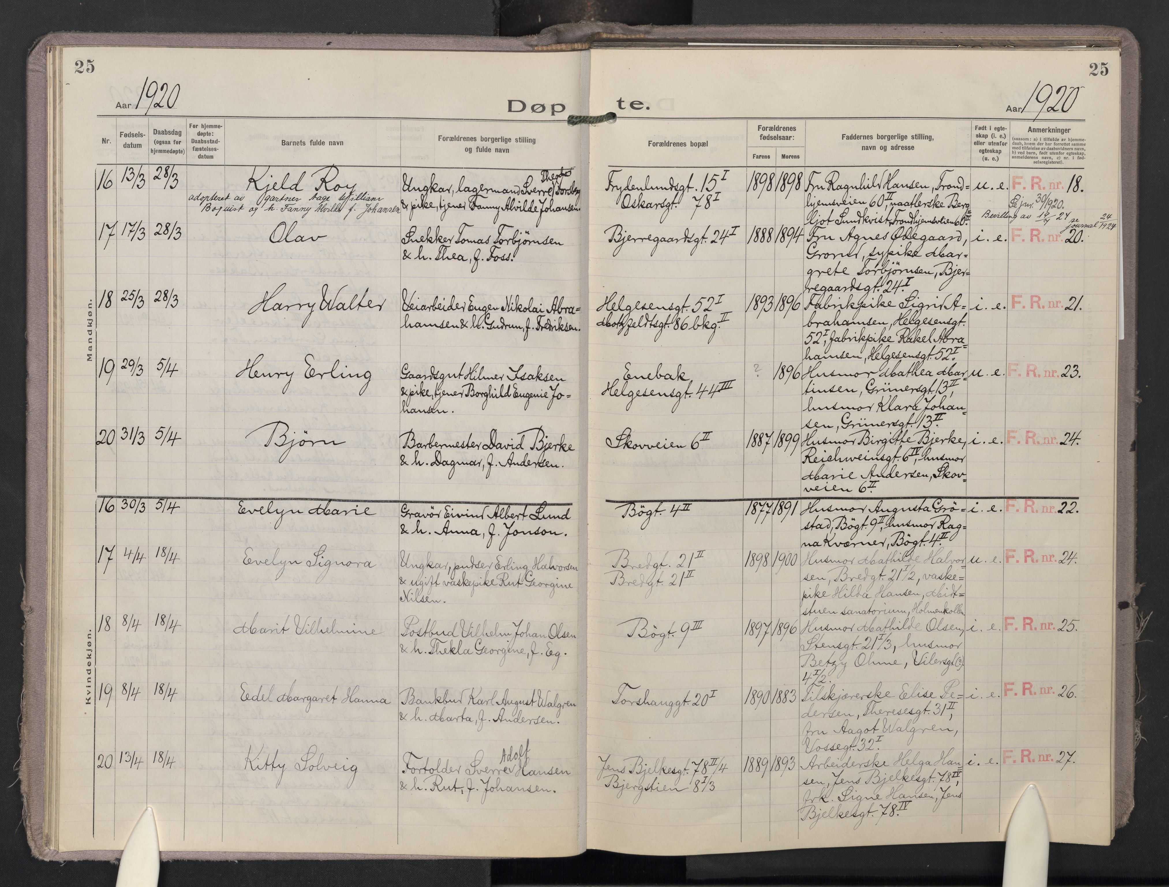 Krohgstøtten sykehusprest Kirkebøker, AV/SAO-A-10854/F/Fa/L0005: Ministerialbok nr. 5, 1918-1959, s. 25