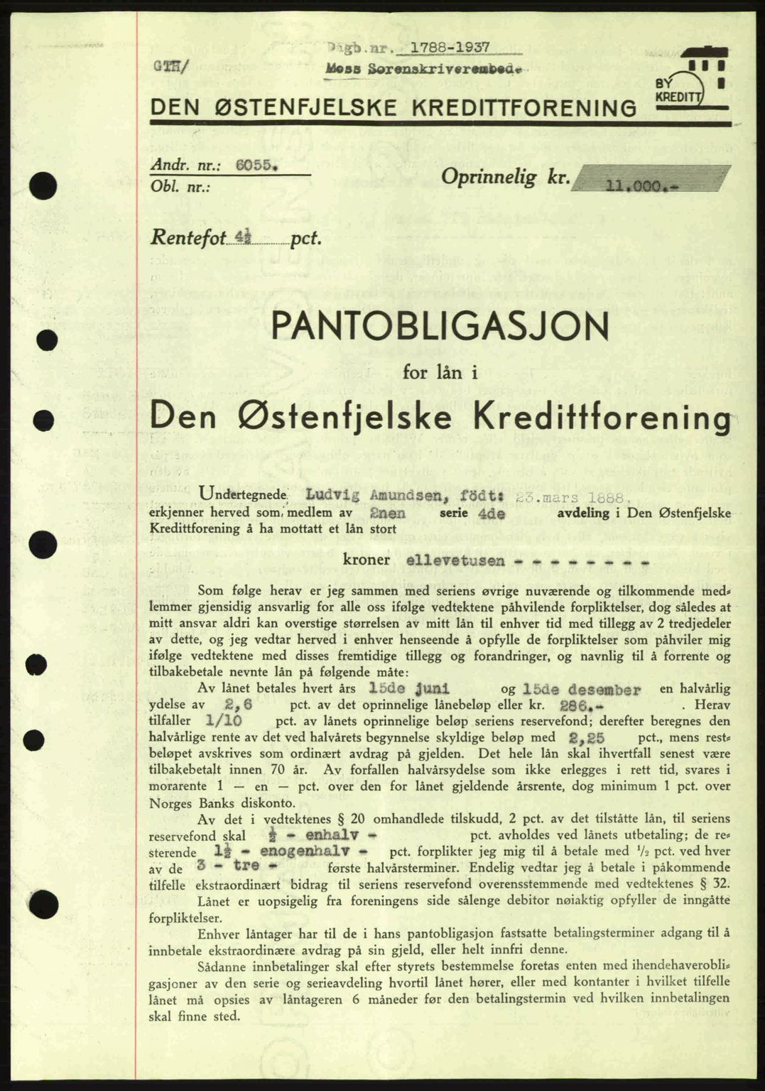 Moss sorenskriveri, SAO/A-10168: Pantebok nr. B4, 1937-1938, Dagboknr: 1788/1937