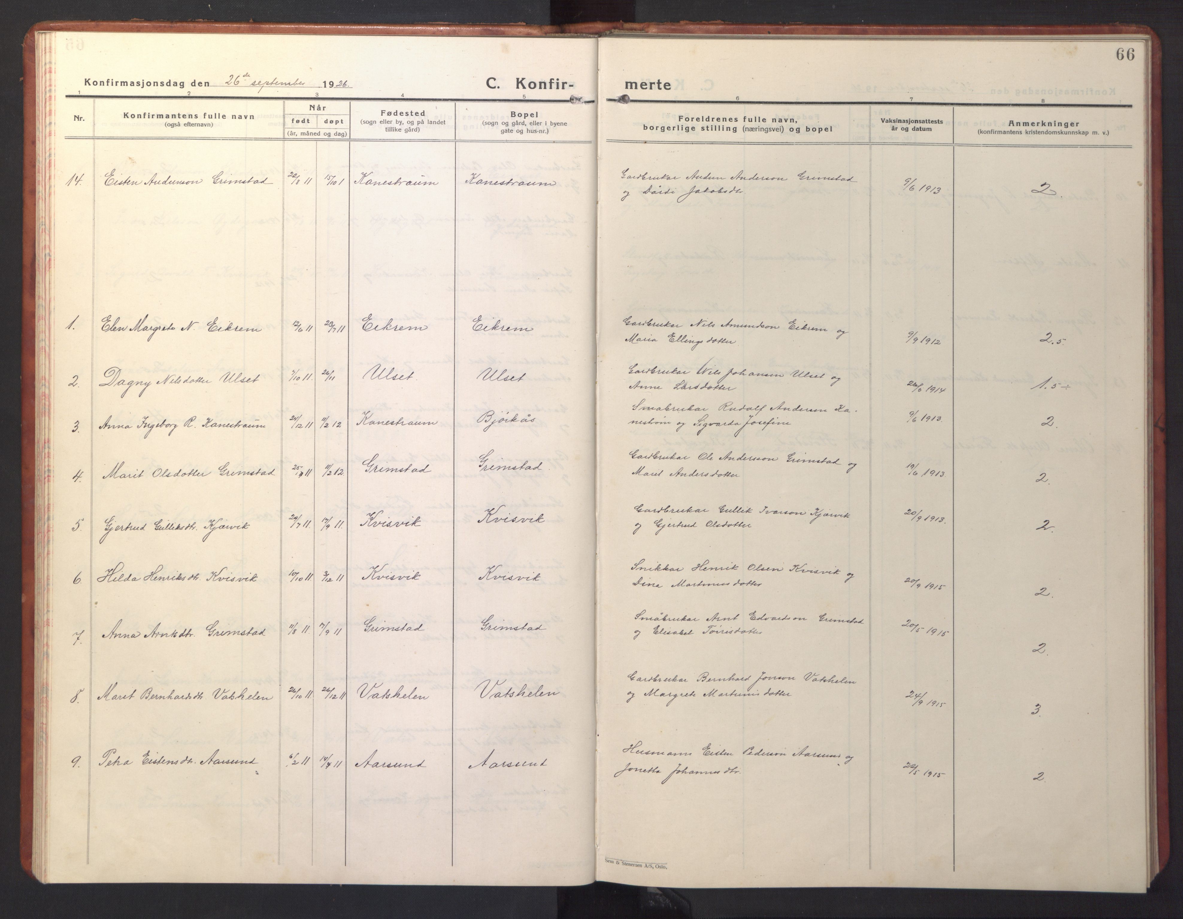 Ministerialprotokoller, klokkerbøker og fødselsregistre - Møre og Romsdal, AV/SAT-A-1454/587/L1002: Klokkerbok nr. 587C02, 1926-1951, s. 66