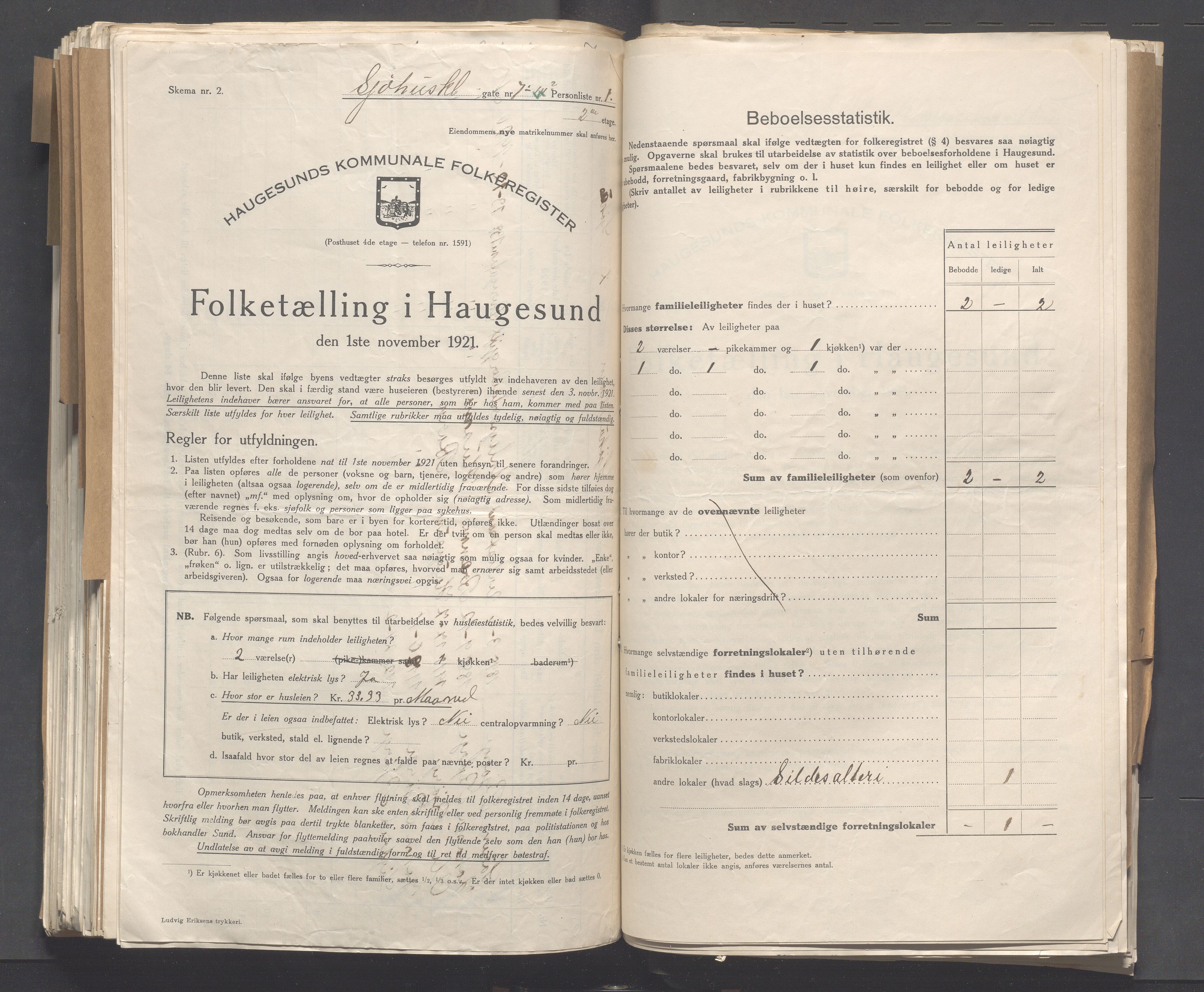 IKAR, Kommunal folketelling 1.11.1921 for Haugesund, 1921, s. 6566