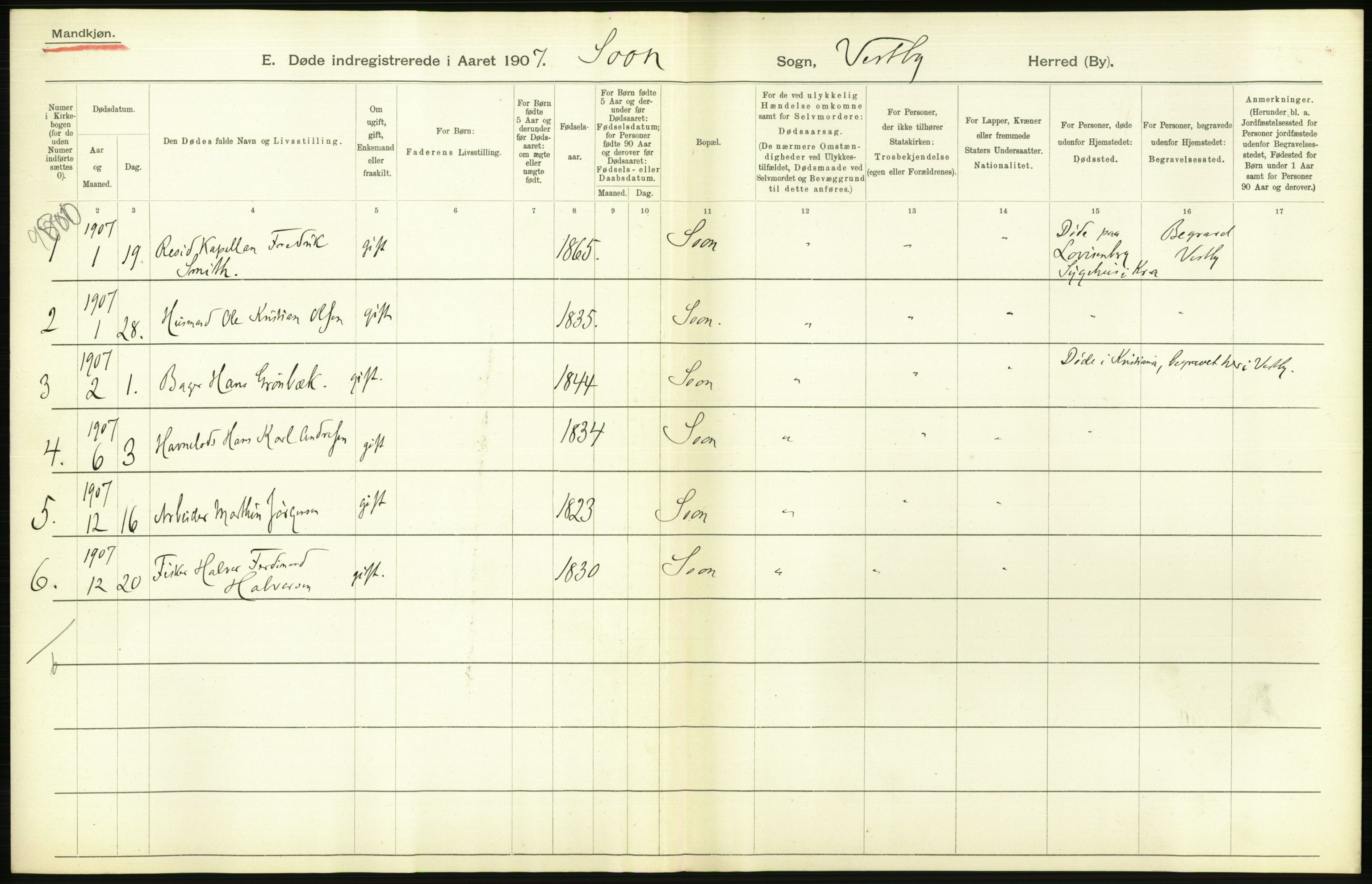 Statistisk sentralbyrå, Sosiodemografiske emner, Befolkning, RA/S-2228/D/Df/Dfa/Dfae/L0005: Akershus amt: Gifte, døde. Bygder og byer., 1907, s. 628