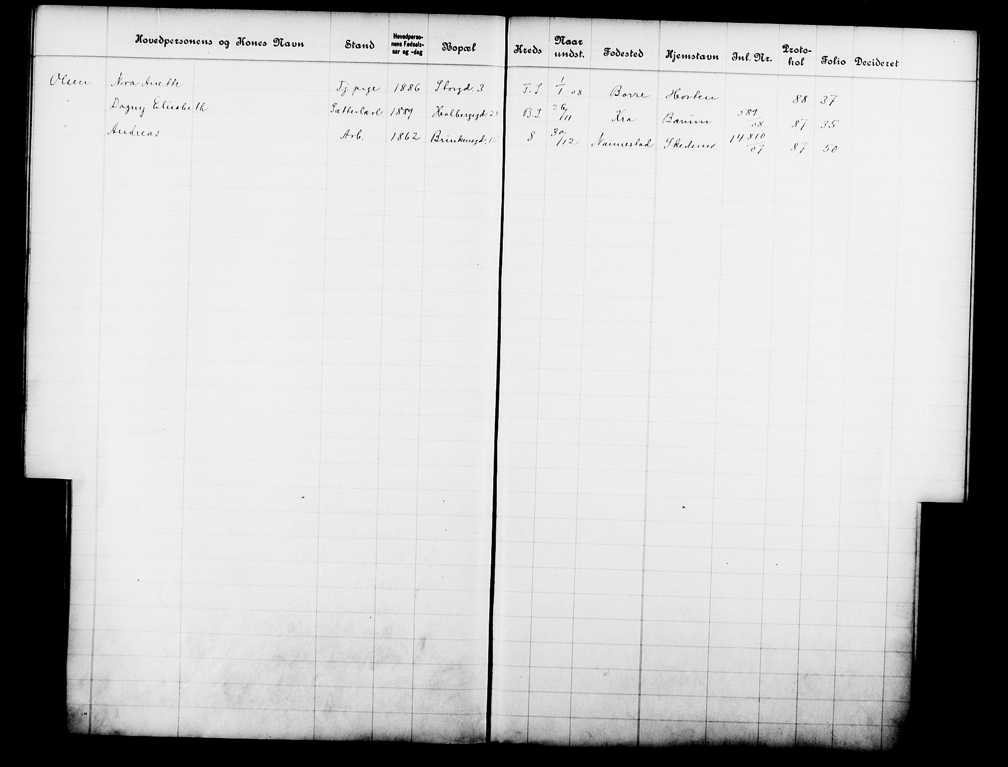 Fattigvesenet, OBA/A-20045/Fb/L0026: Hjemstavnsregister, 1907, s. 167