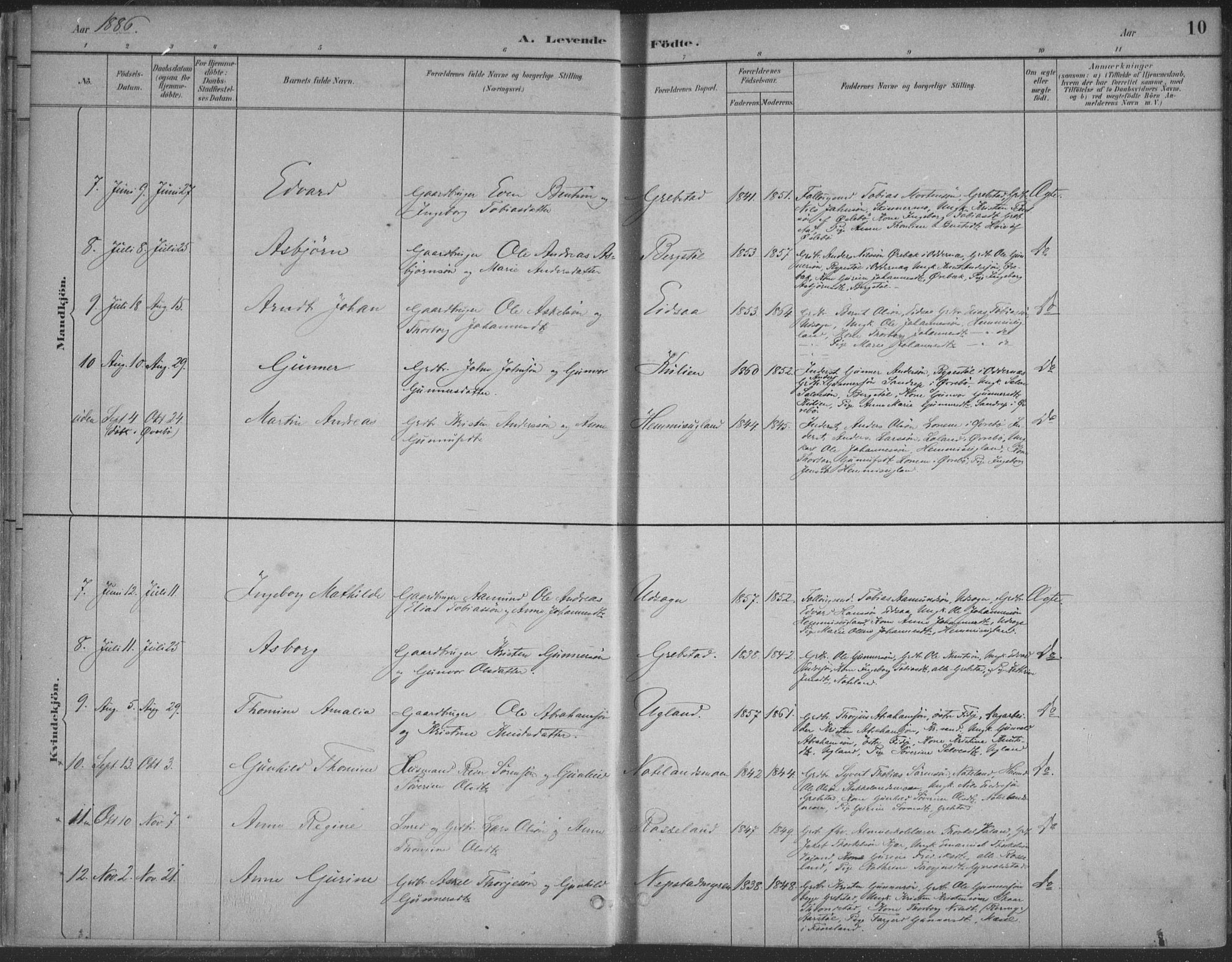 Søgne sokneprestkontor, SAK/1111-0037/F/Fa/Faa/L0003: Ministerialbok nr. A 3, 1883-1910, s. 10