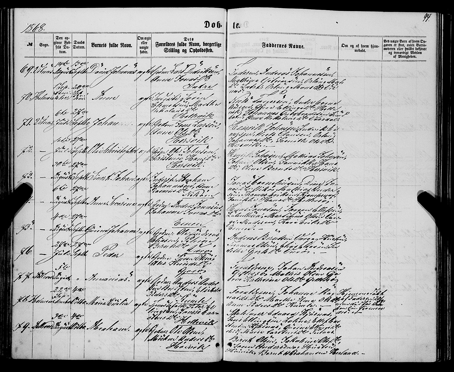 Askvoll sokneprestembete, AV/SAB-A-79501/H/Haa/Haaa/L0012: Ministerialbok nr. A 12, 1859-1878, s. 94