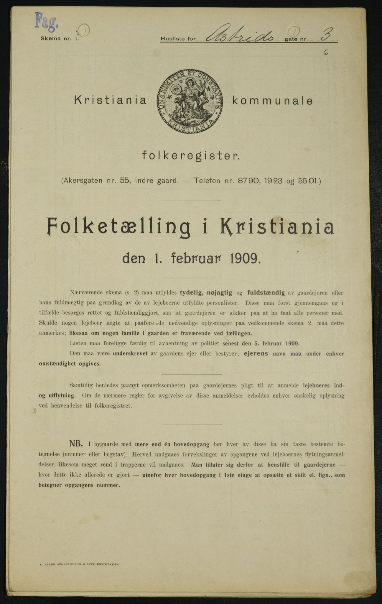 OBA, Kommunal folketelling 1.2.1909 for Kristiania kjøpstad, 1909, s. 15567