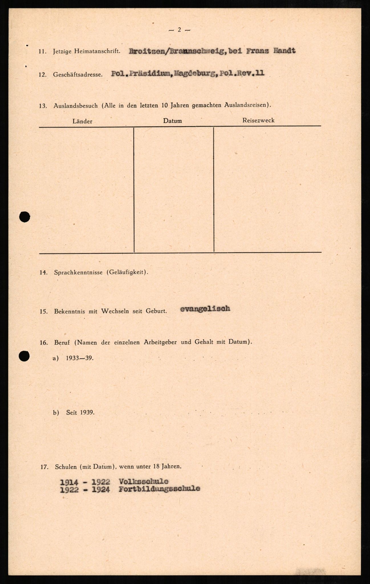 Forsvaret, Forsvarets overkommando II, RA/RAFA-3915/D/Db/L0005: CI Questionaires. Tyske okkupasjonsstyrker i Norge. Tyskere., 1945-1946, s. 330