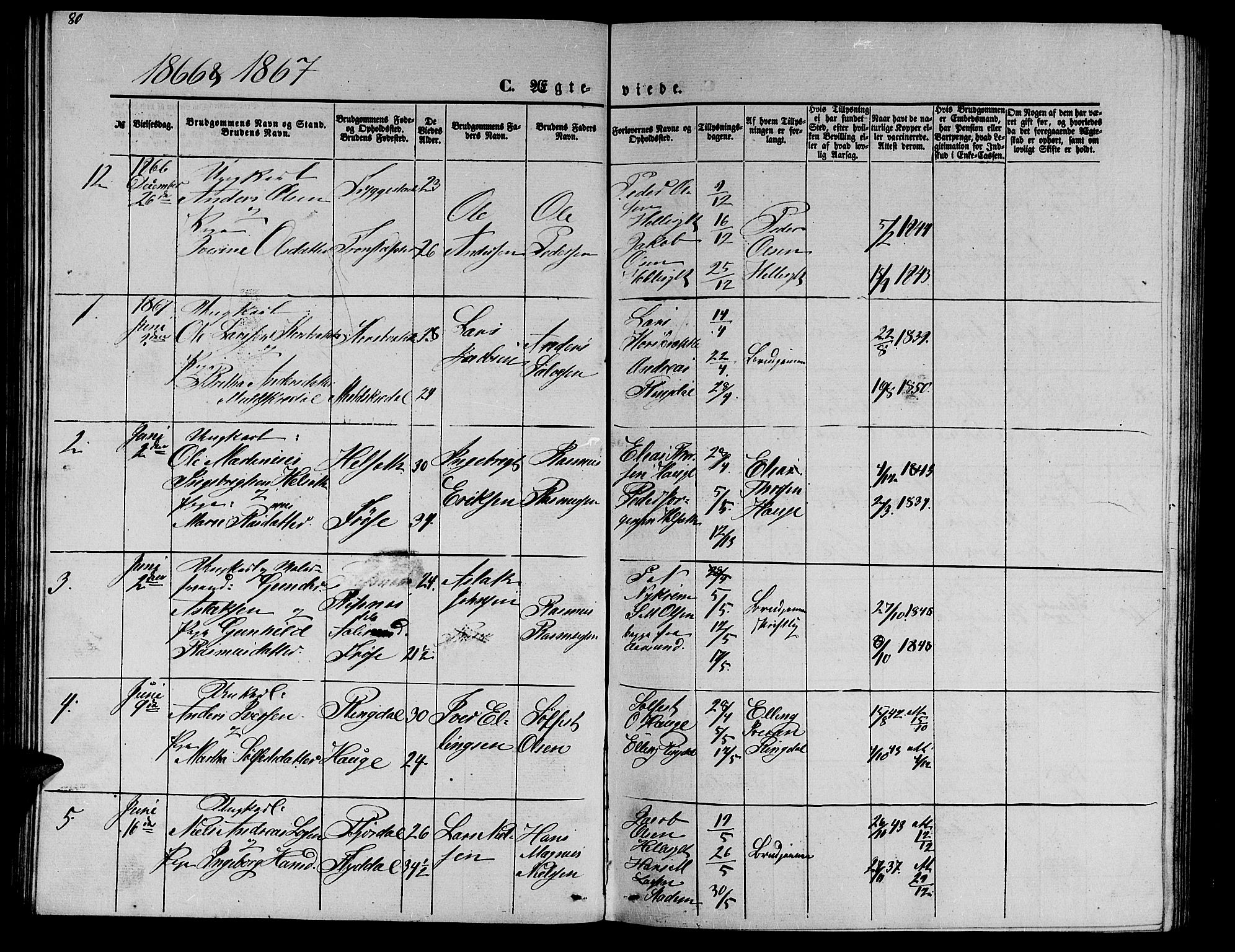 Ministerialprotokoller, klokkerbøker og fødselsregistre - Møre og Romsdal, SAT/A-1454/517/L0229: Klokkerbok nr. 517C02, 1864-1879, s. 80