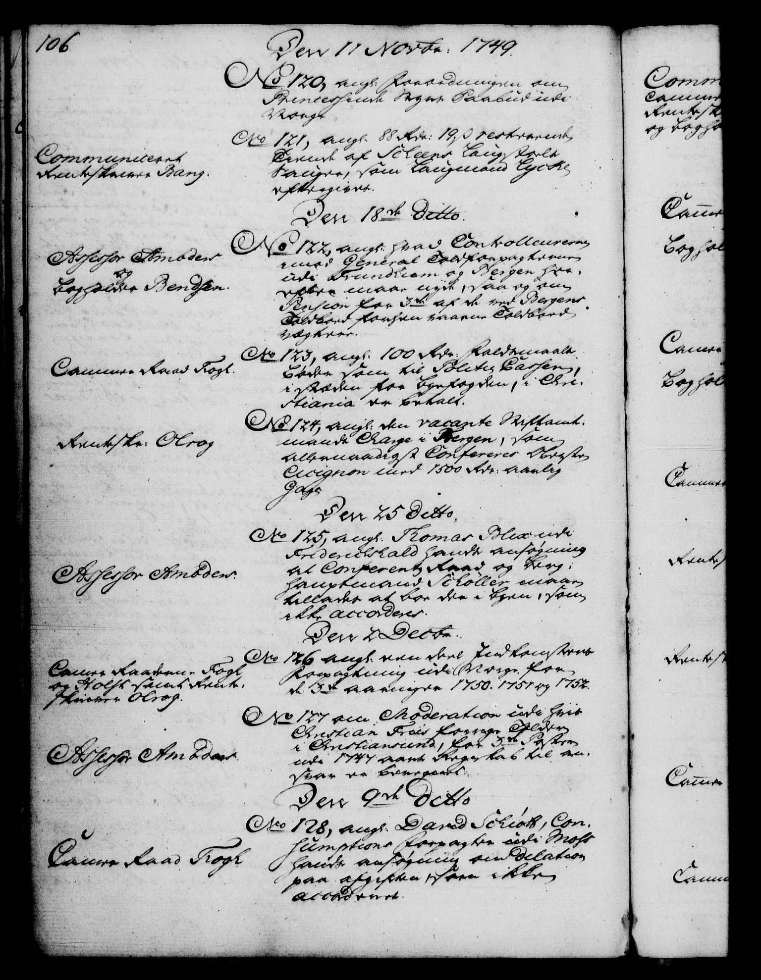 Rentekammeret, Kammerkanselliet, RA/EA-3111/G/Gf/Gfb/L0005: Register til norske relasjons- og resolusjonsprotokoller (merket RK 52.100), 1744-1754, s. 106