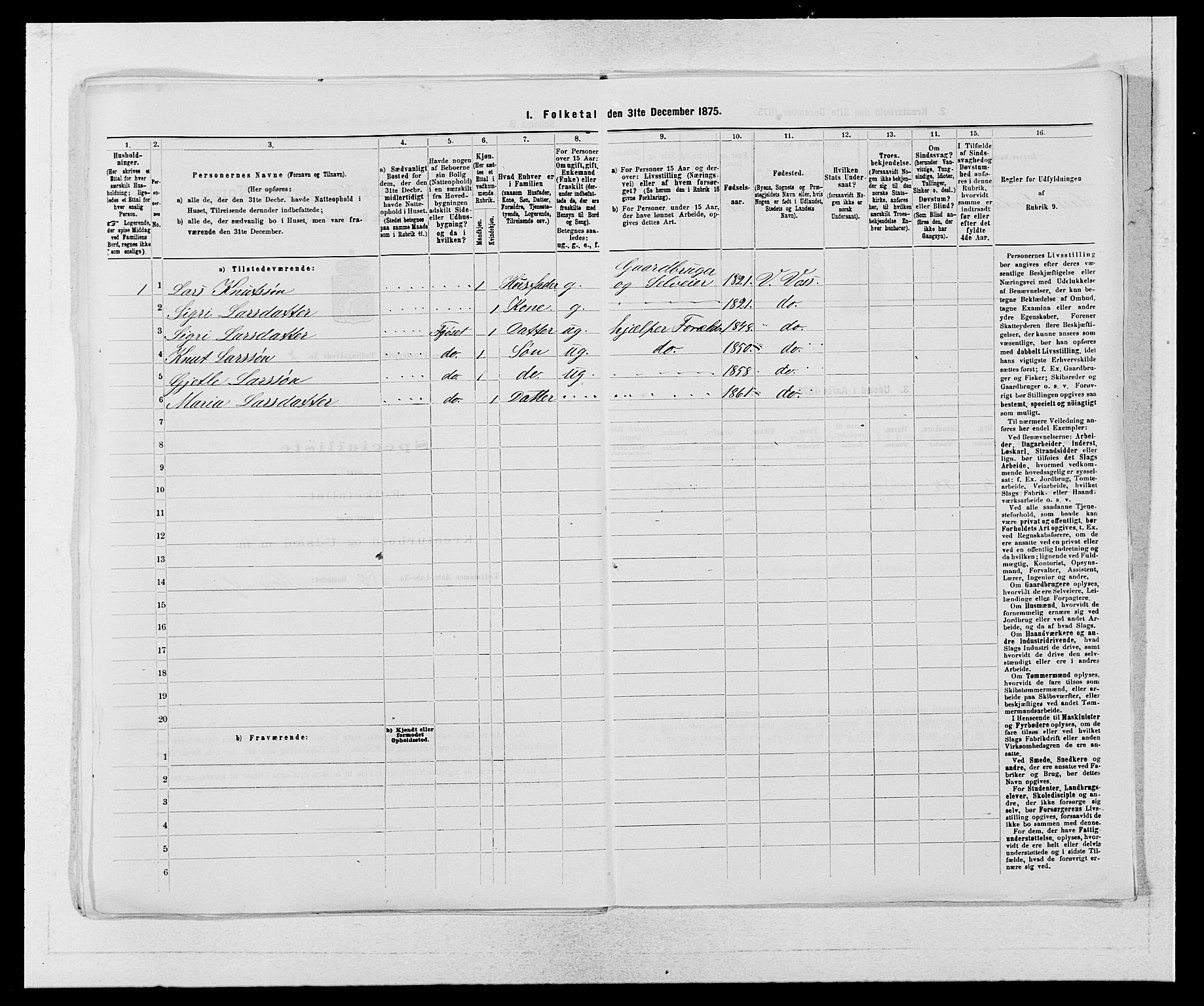 SAB, Folketelling 1875 for 1235P Voss prestegjeld, 1875, s. 896