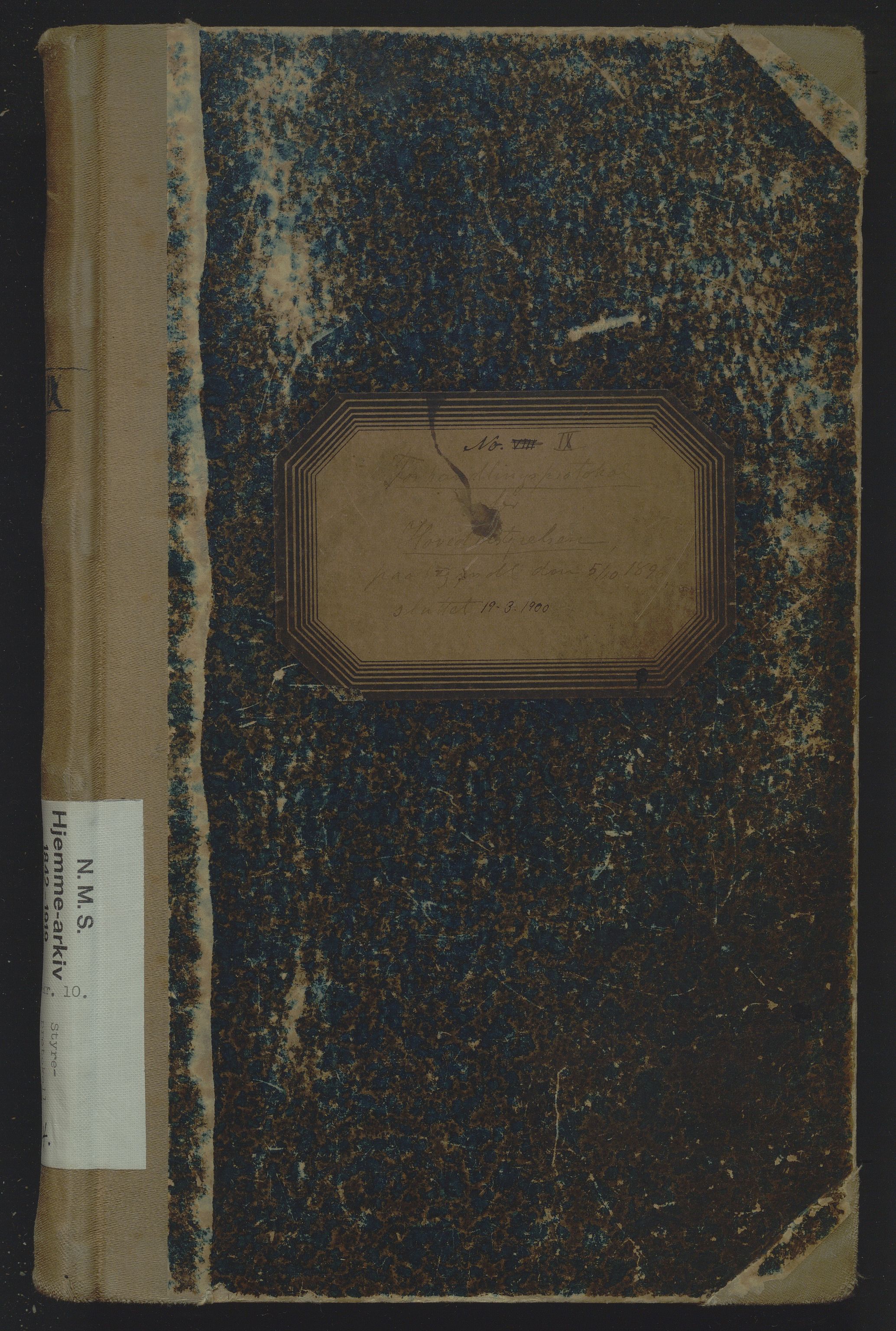 Det Norske Misjonsselskap - hovedadministrasjonen, VID/MA-A-1045/D/Da/Daa/L0014: Styreprotokoll nr. IX, 5. mai 1896 - 19. mars 1900, 1896-1900