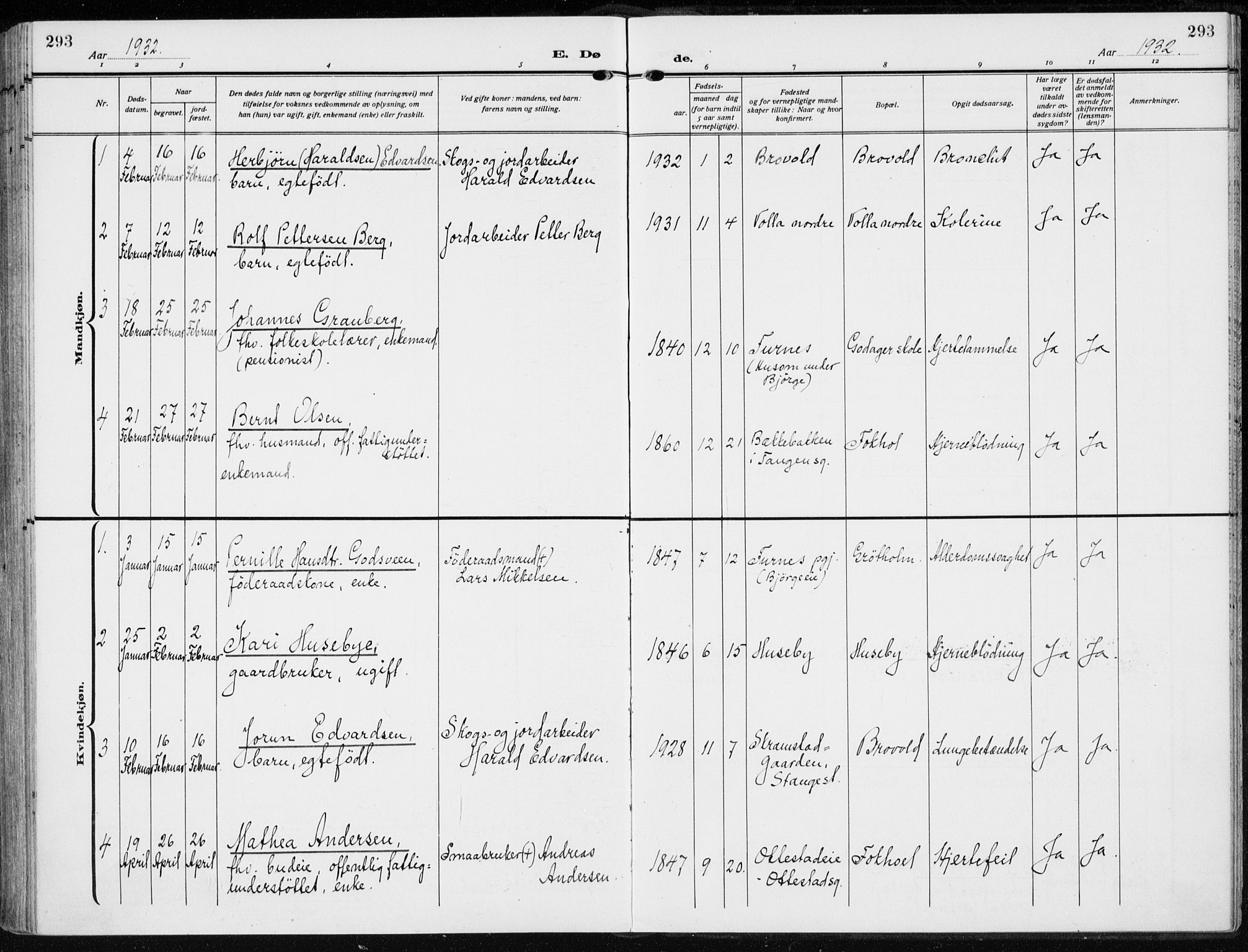 Stange prestekontor, SAH/PREST-002/K/L0026: Ministerialbok nr. 26, 1923-1937, s. 293