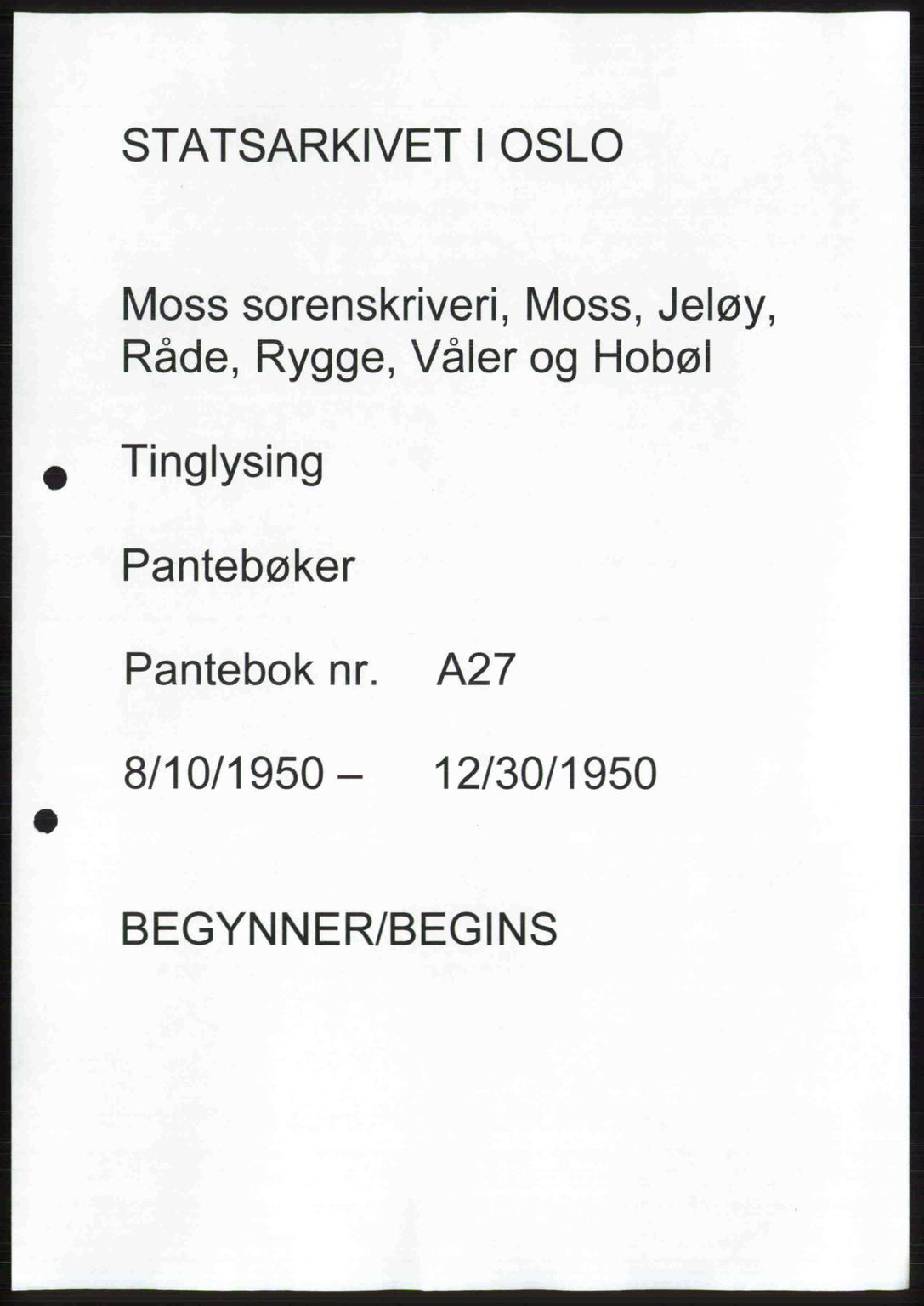 Moss sorenskriveri, SAO/A-10168: Pantebok nr. A27, 1950-1950