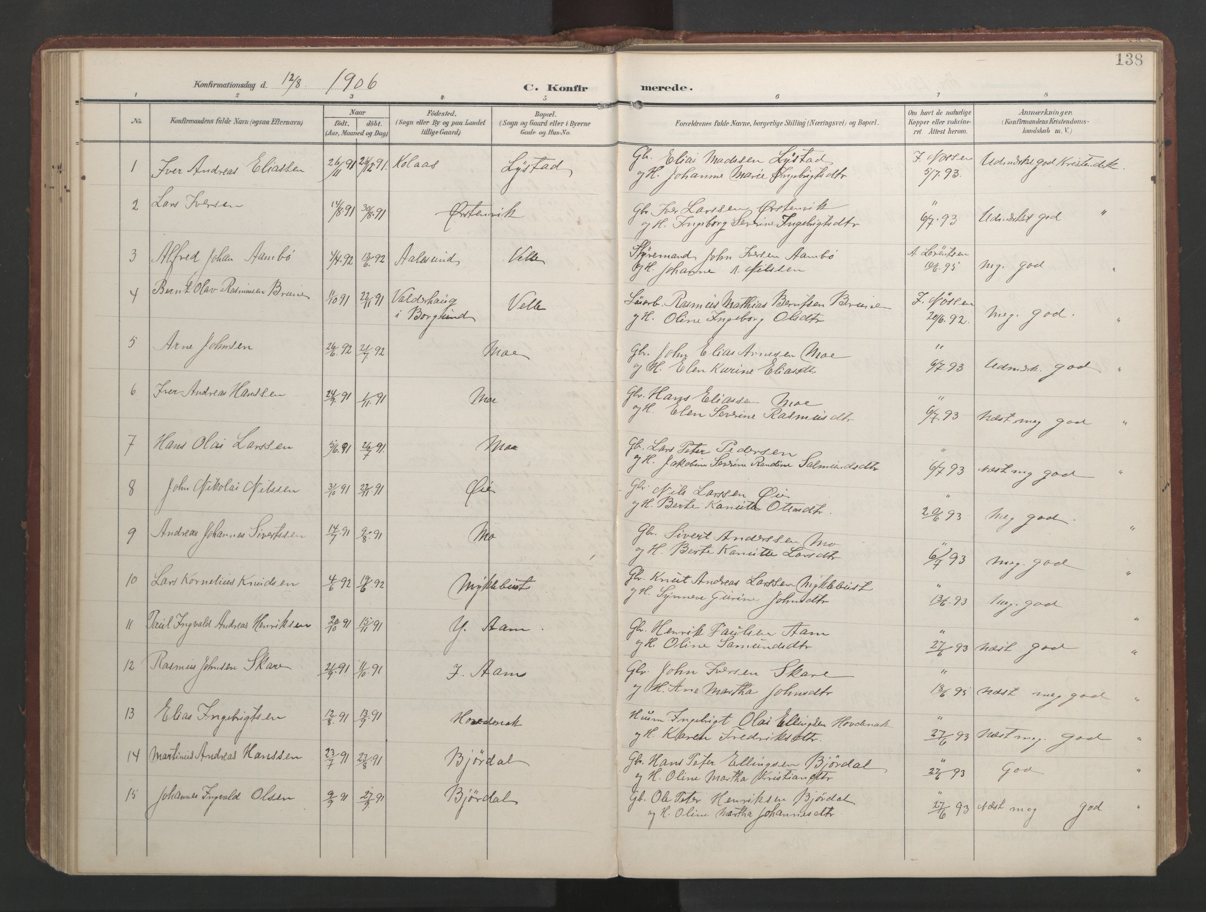 Ministerialprotokoller, klokkerbøker og fødselsregistre - Møre og Romsdal, AV/SAT-A-1454/513/L0190: Klokkerbok nr. 513C04, 1904-1926, s. 138