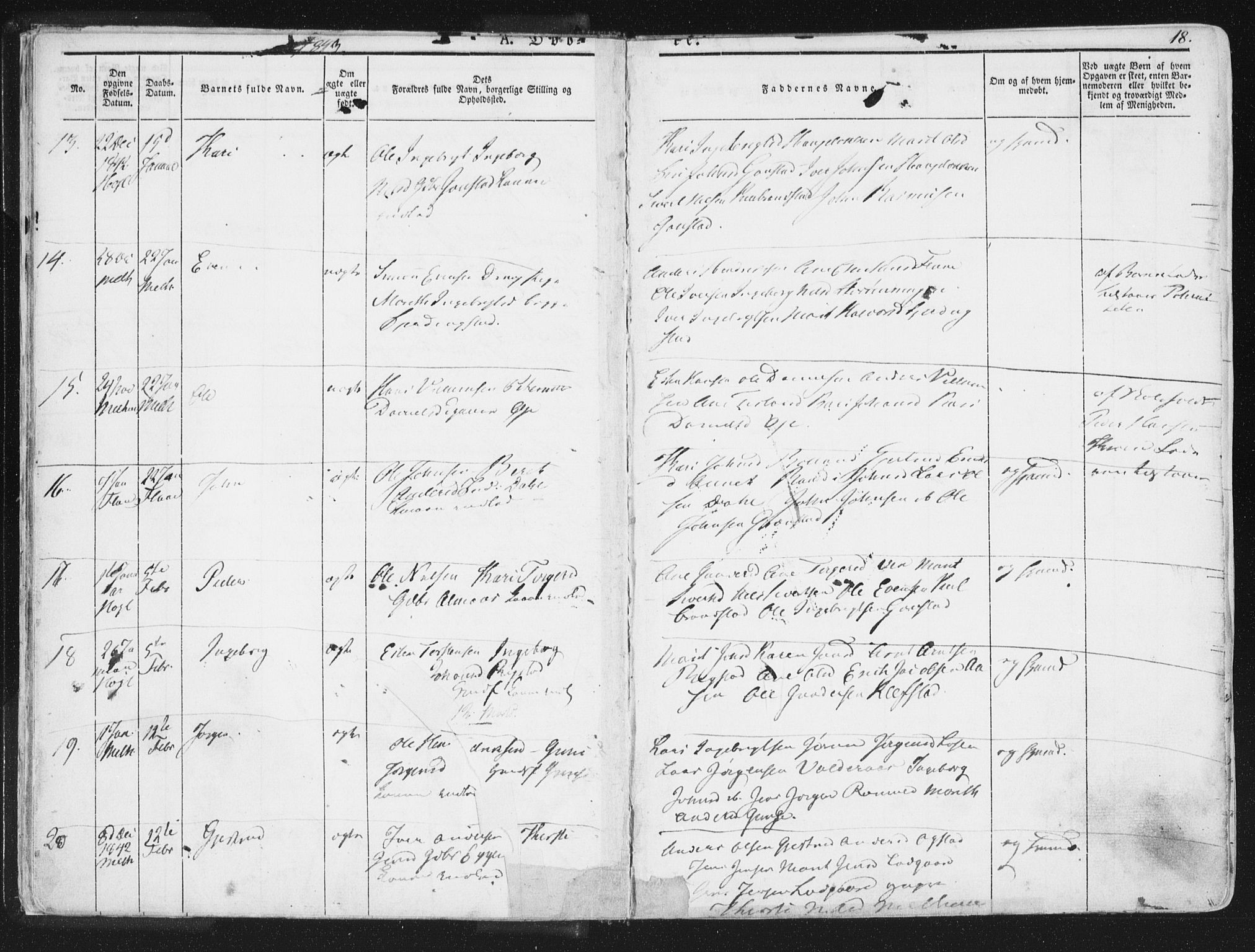 Ministerialprotokoller, klokkerbøker og fødselsregistre - Sør-Trøndelag, SAT/A-1456/691/L1074: Ministerialbok nr. 691A06, 1842-1852, s. 18