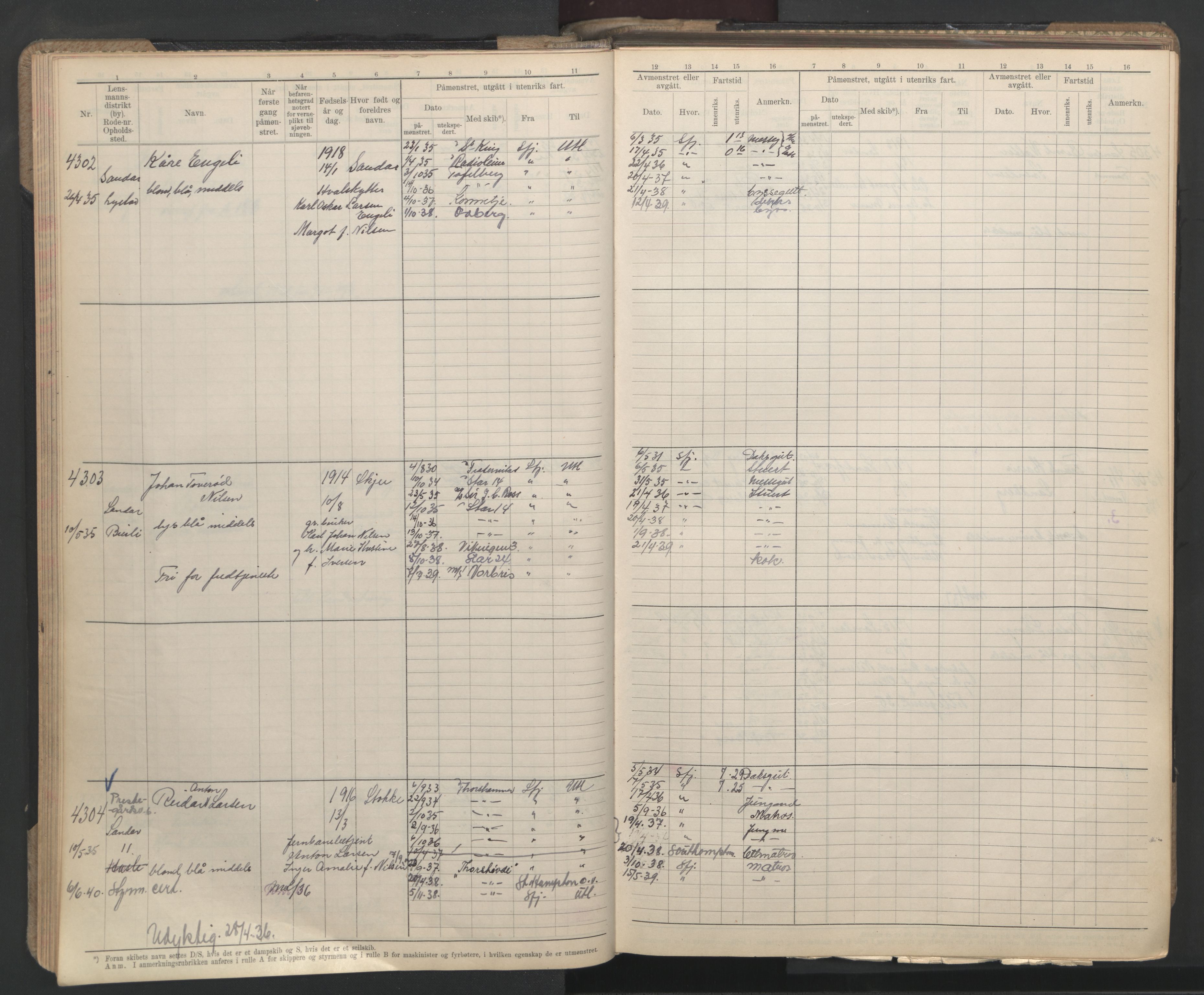 Sandefjord innrulleringskontor, AV/SAKO-A-788/F/Fb/L0013: Hovedrulle, 1933-1940, s. 49