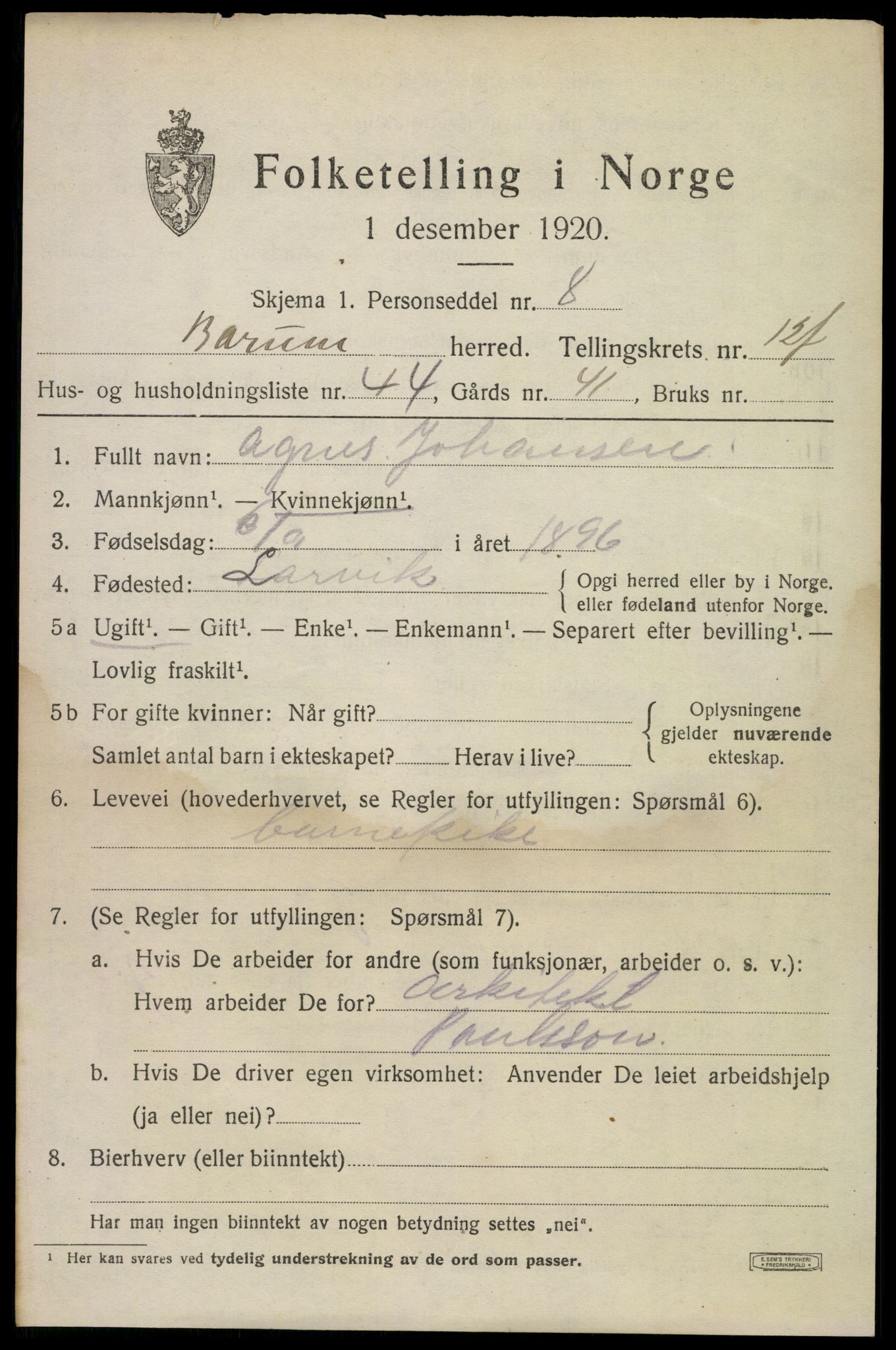 SAO, Folketelling 1920 for 0219 Bærum herred, 1920, s. 33462