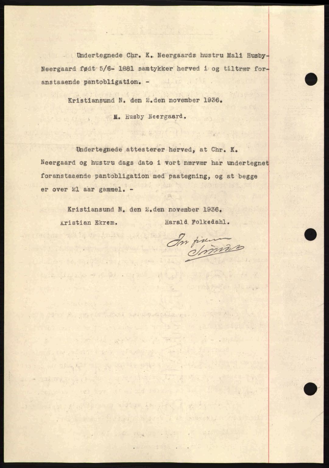 Kristiansund byfogd, AV/SAT-A-4587/A/27: Pantebok nr. 29, 1936-1937, Dagboknr: 600/1936