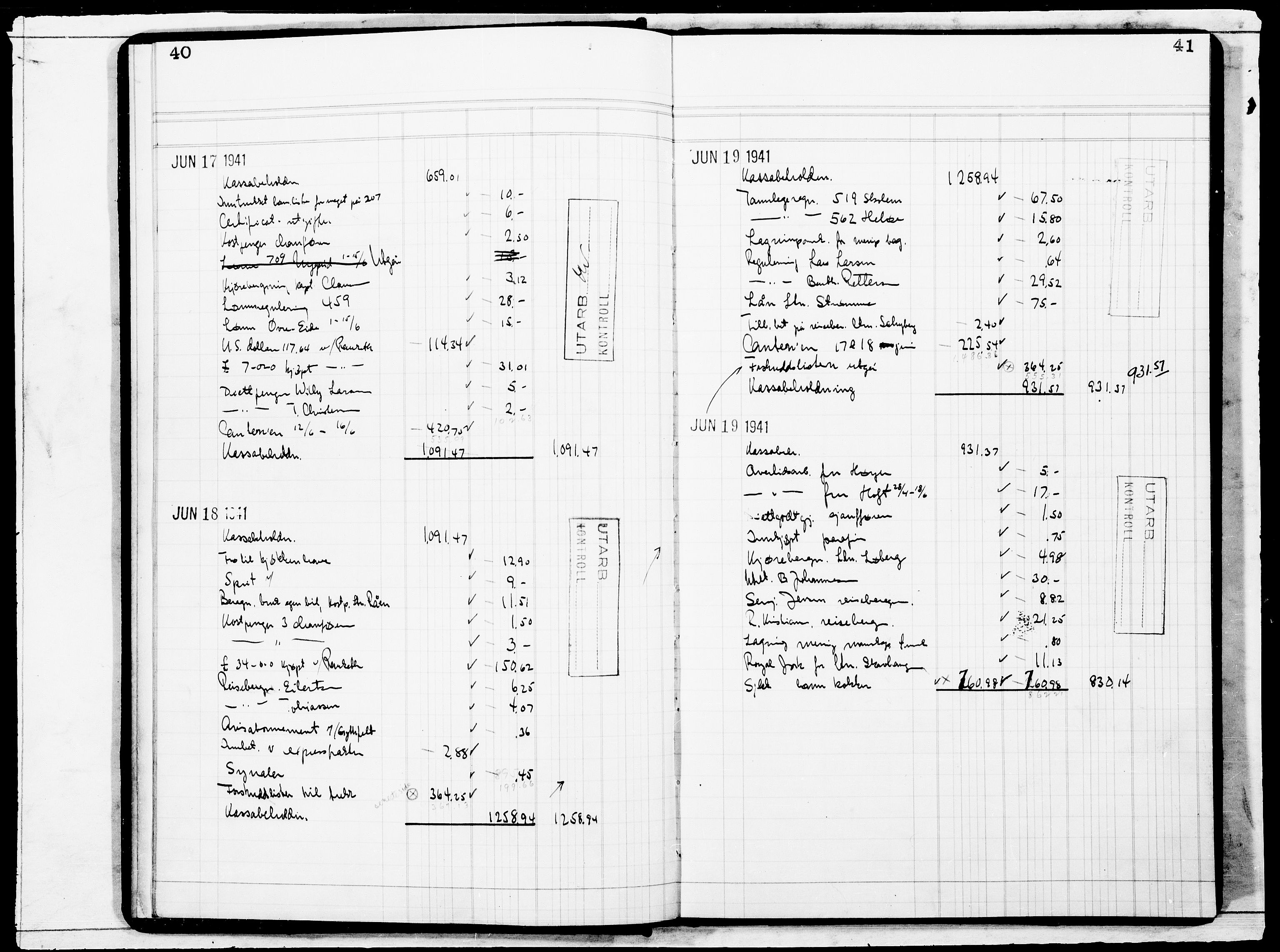 Forsvaret, Flyvåpnenes treningsleir 1940-1945, AV/RA-RAFA-3974/V/L0018: Regnskaper.  Se "Index" for detaljert oversikt over innholdet., 1940-1945