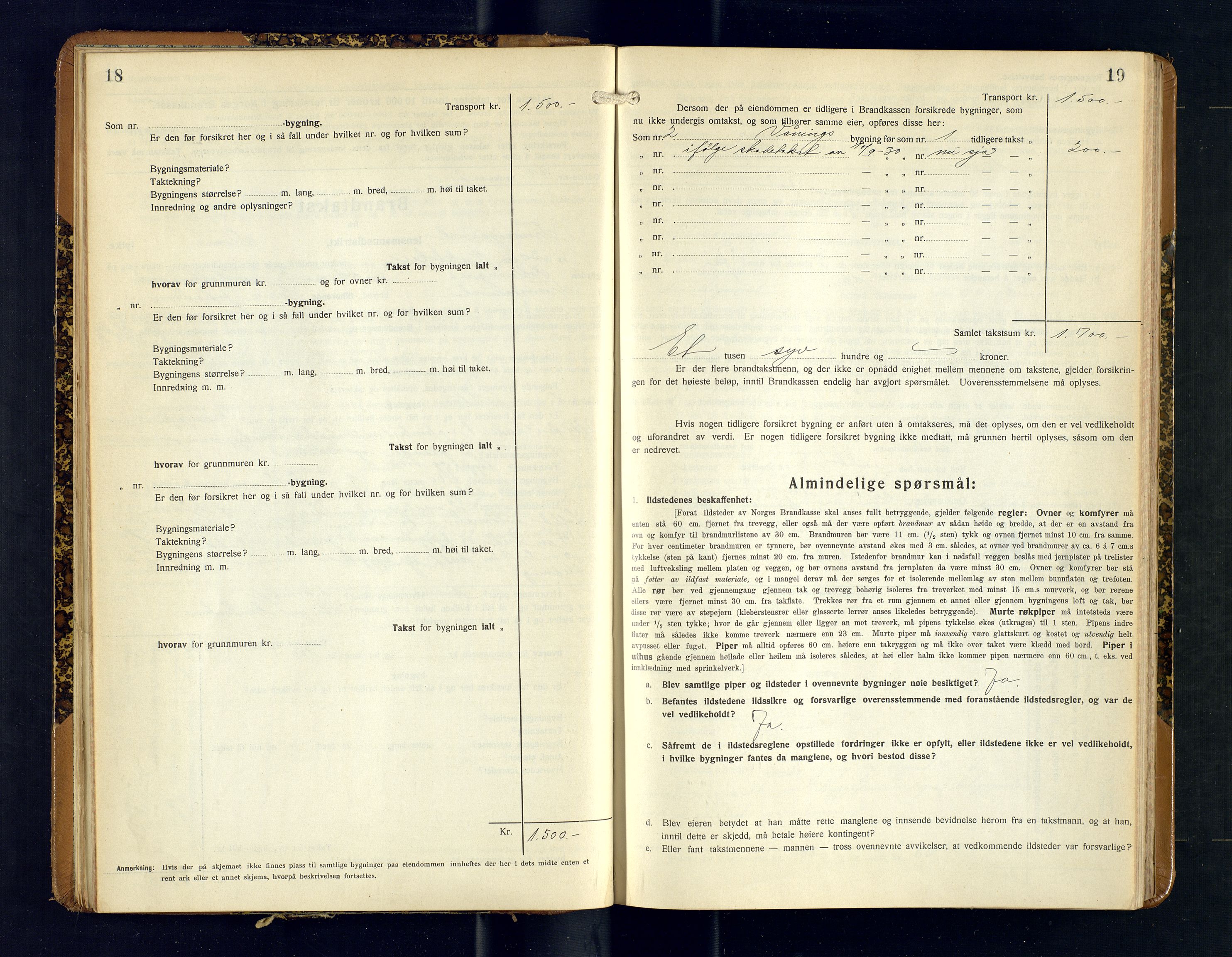 Tromsøysund lensmannskontor, AV/SATØ-SATØ-12/F/Fs/Fsb/L0751: Branntakstprotokoll (S). Med register, 1929-1932, s. 18-19