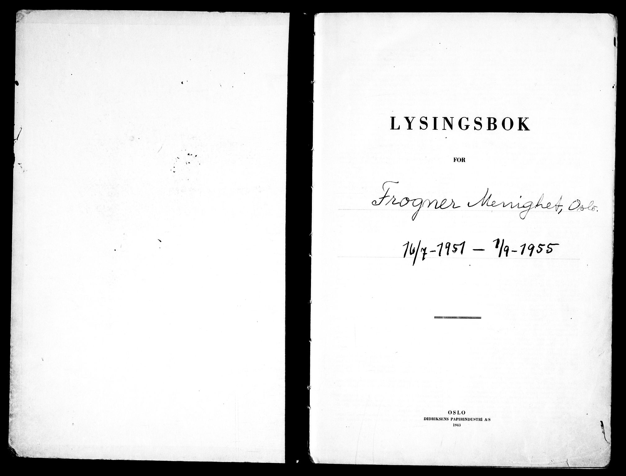 Frogner prestekontor Kirkebøker, SAO/A-10886/H/Ha/L0011: Lysningsprotokoll nr. 11, 1951-1955