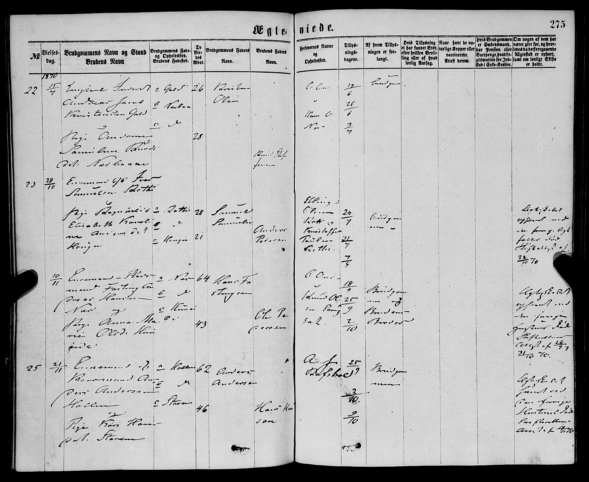 Eid sokneprestembete, AV/SAB-A-82301/H/Haa/Haaa/L0010: Ministerialbok nr. A 10, 1867-1878, s. 275