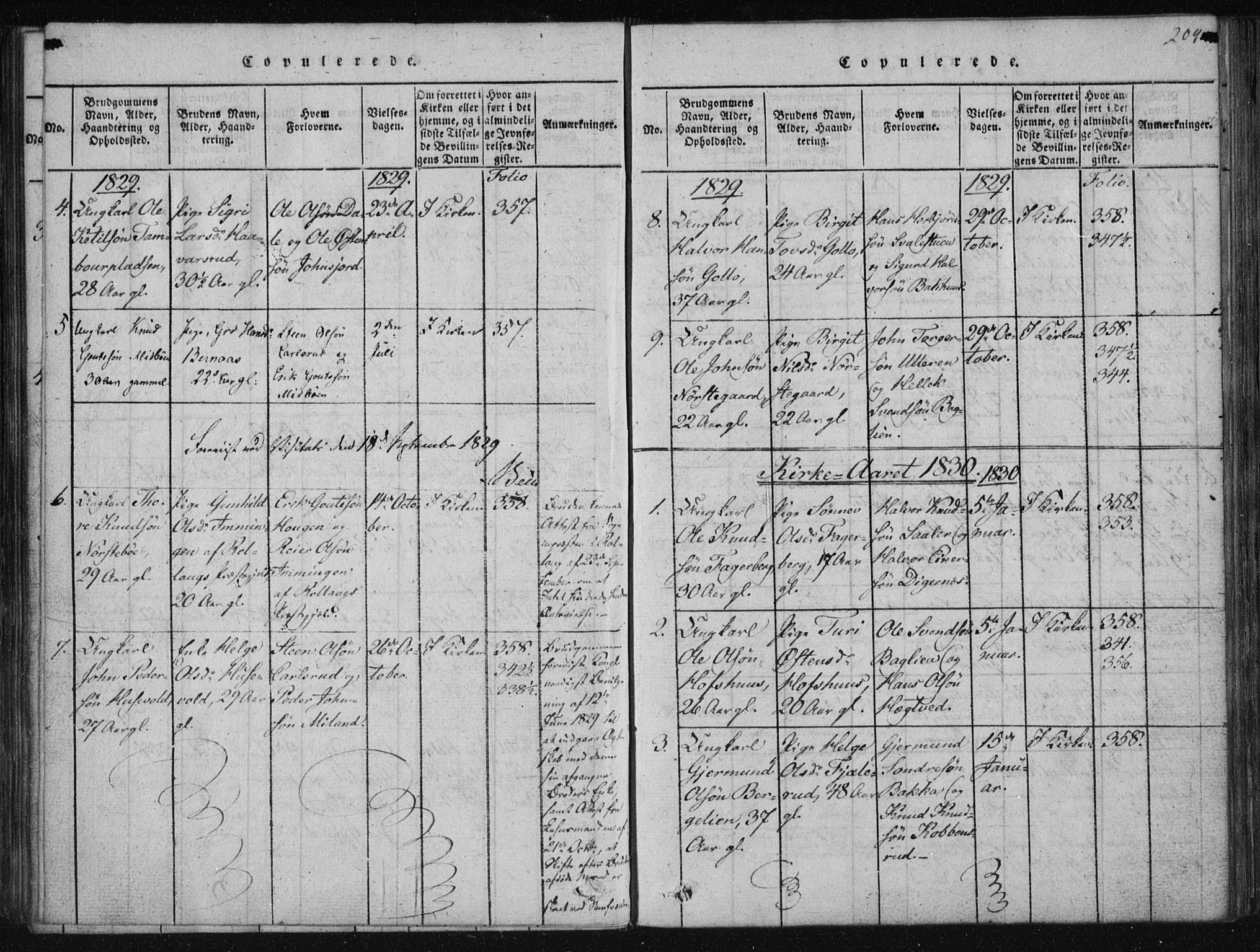 Tinn kirkebøker, AV/SAKO-A-308/F/Fa/L0004: Ministerialbok nr. I 4, 1815-1843, s. 203b-204a