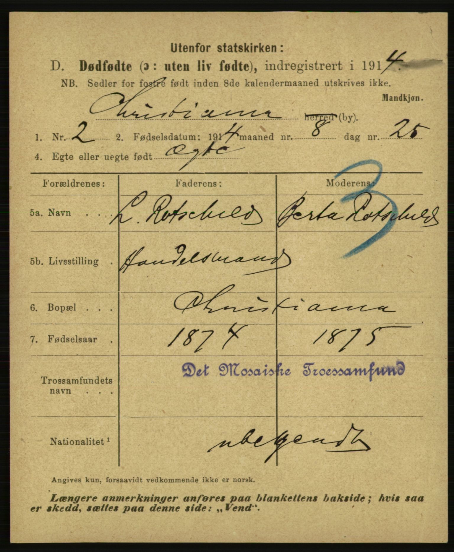 Statistisk sentralbyrå, Sosiodemografiske emner, Befolkning, AV/RA-S-2228/E/L0012: Fødte, gifte, døde dissentere., 1914, s. 3335