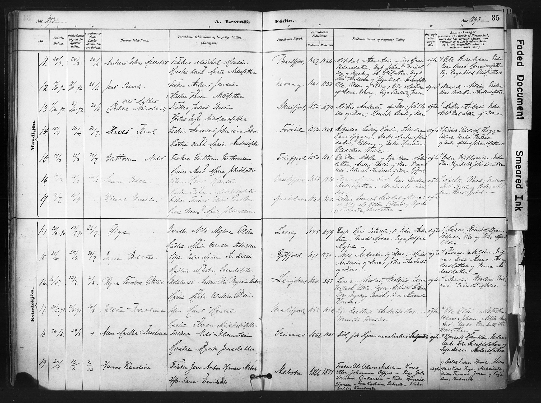 Hammerfest sokneprestkontor, AV/SATØ-S-1347/H/Ha/L0011.kirke: Ministerialbok nr. 11 /1, 1885-1897, s. 35
