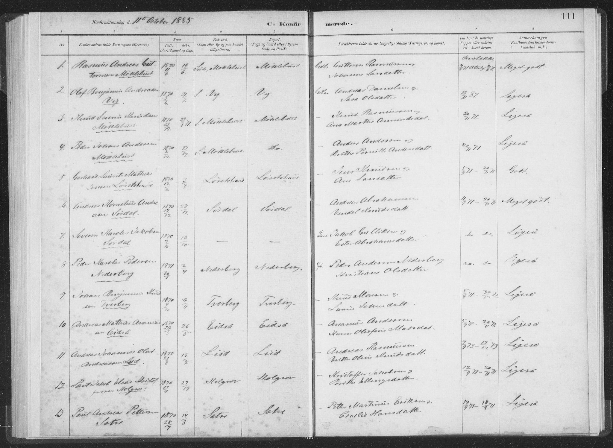 Ministerialprotokoller, klokkerbøker og fødselsregistre - Møre og Romsdal, SAT/A-1454/502/L0025: Ministerialbok nr. 502A03, 1885-1909, s. 111