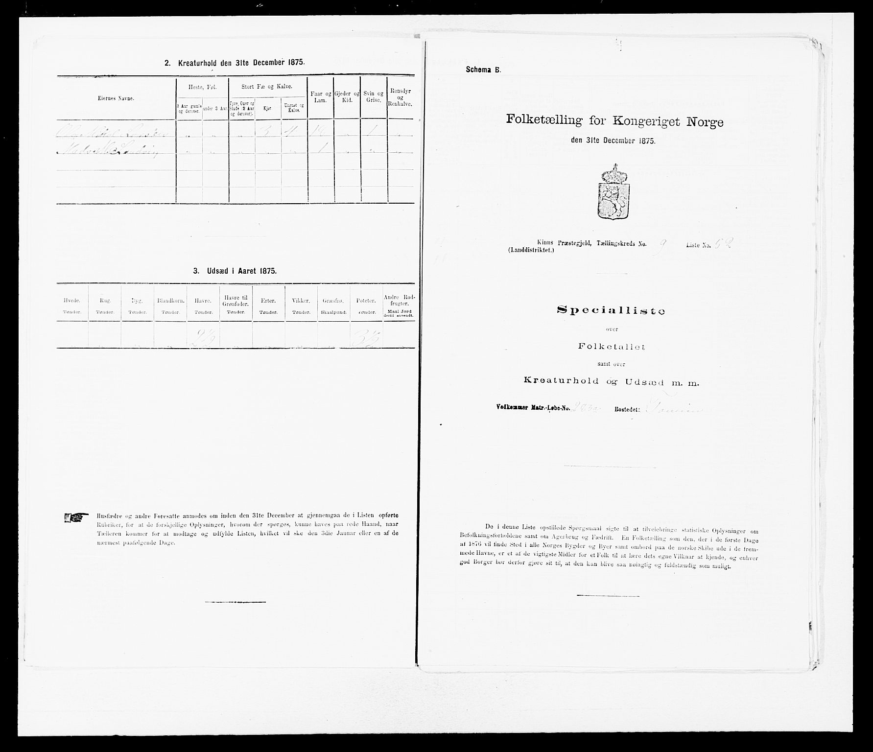 SAB, Folketelling 1875 for 1437L Kinn prestegjeld, Kinn sokn og Svanøy sokn, 1875, s. 1035