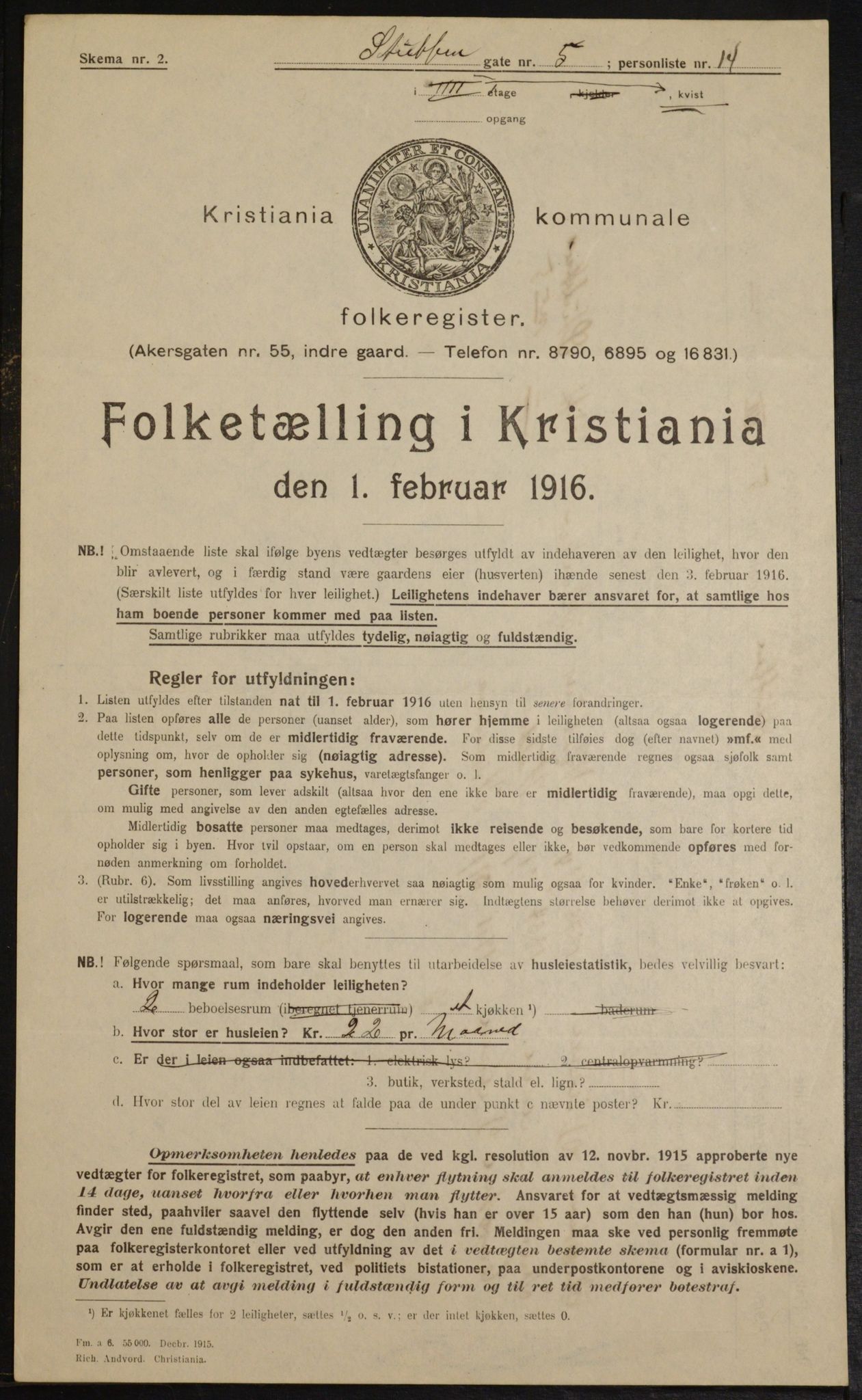 OBA, Kommunal folketelling 1.2.1916 for Kristiania, 1916, s. 107281