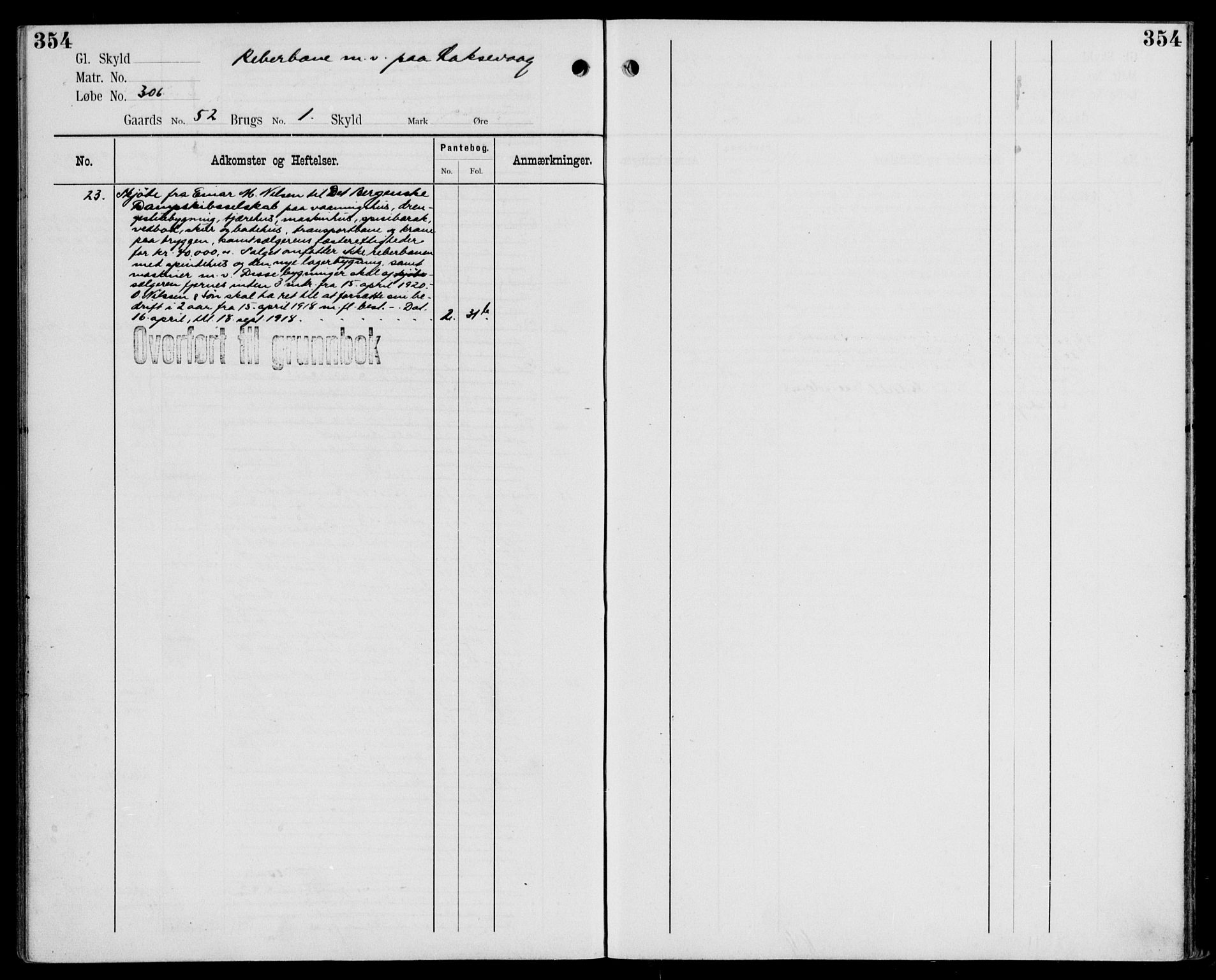 Midhordland sorenskriveri, AV/SAB-A-3001/1/G/Ga/Gab/L0110: Panteregister nr. II.A.b.110, s. 354