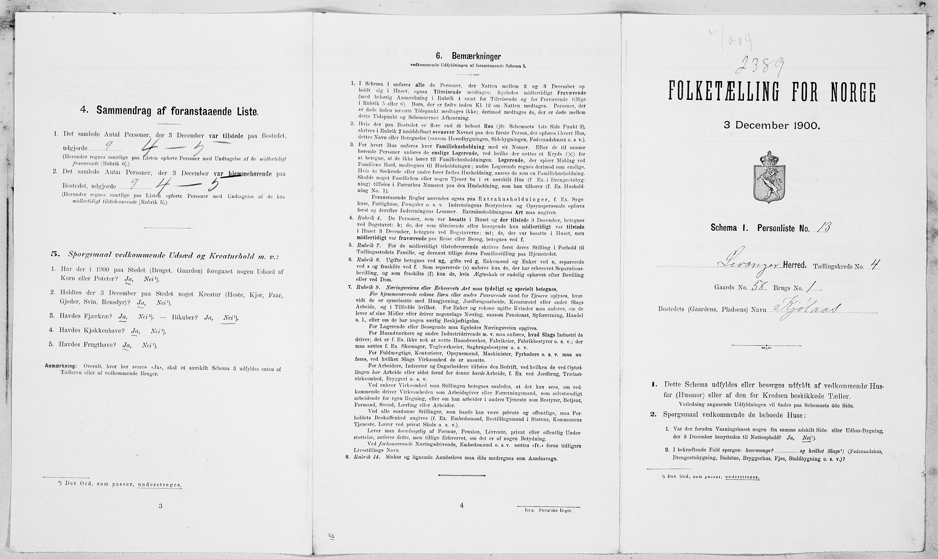 SAT, Folketelling 1900 for 1720 Levanger herred, 1900, s. 44