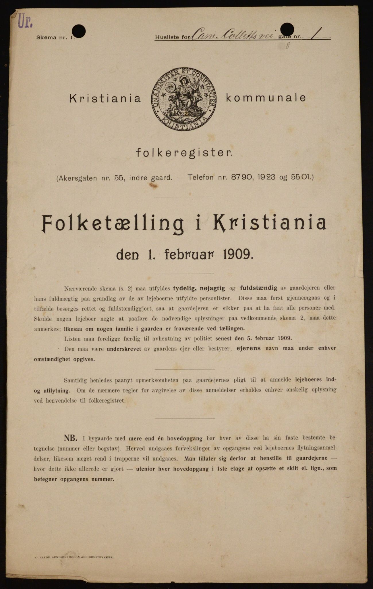 OBA, Kommunal folketelling 1.2.1909 for Kristiania kjøpstad, 1909, s. 10395