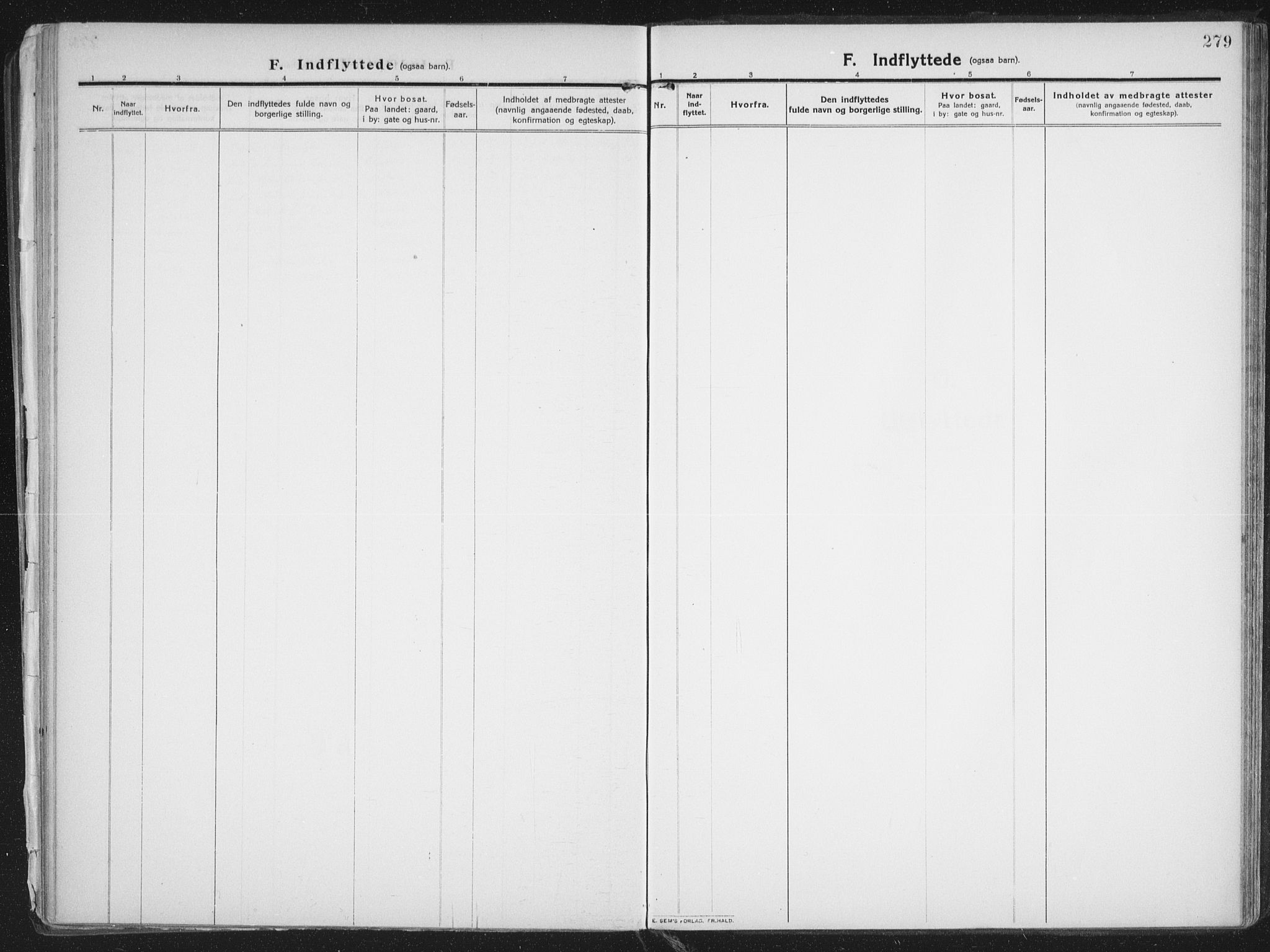 Lenvik sokneprestembete, SATØ/S-1310/H/Ha/Haa/L0016kirke: Ministerialbok nr. 16, 1910-1924, s. 279