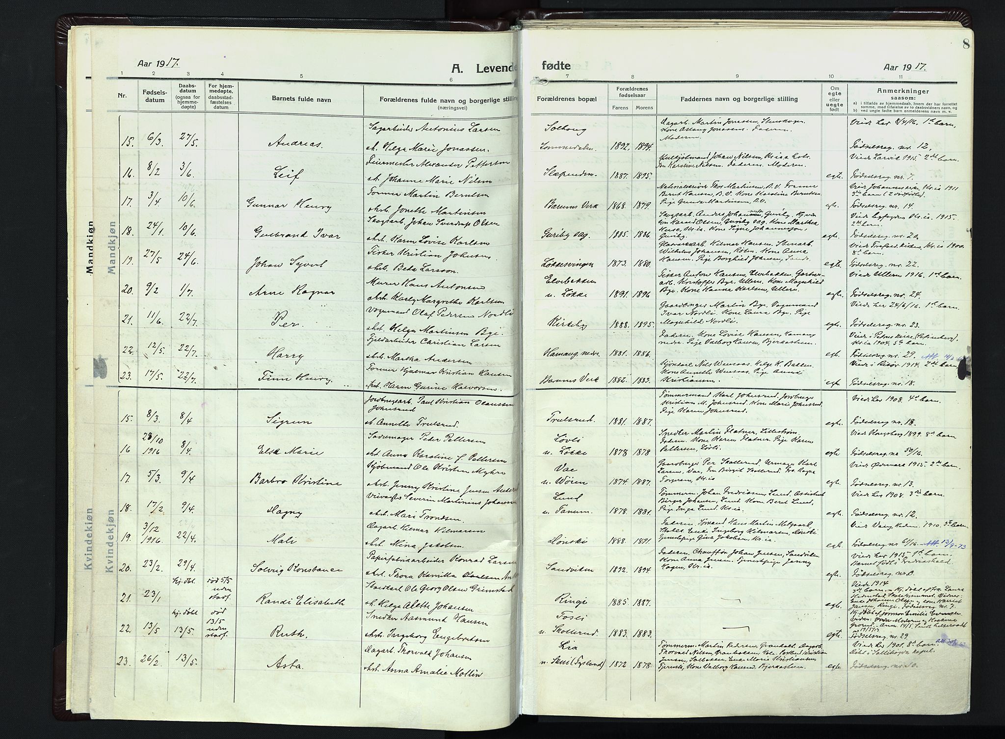 Vestre Bærum prestekontor Kirkebøker, AV/SAO-A-10209a/F/Fa/L0003: Ministerialbok nr. 3, 1916-1930, s. 8
