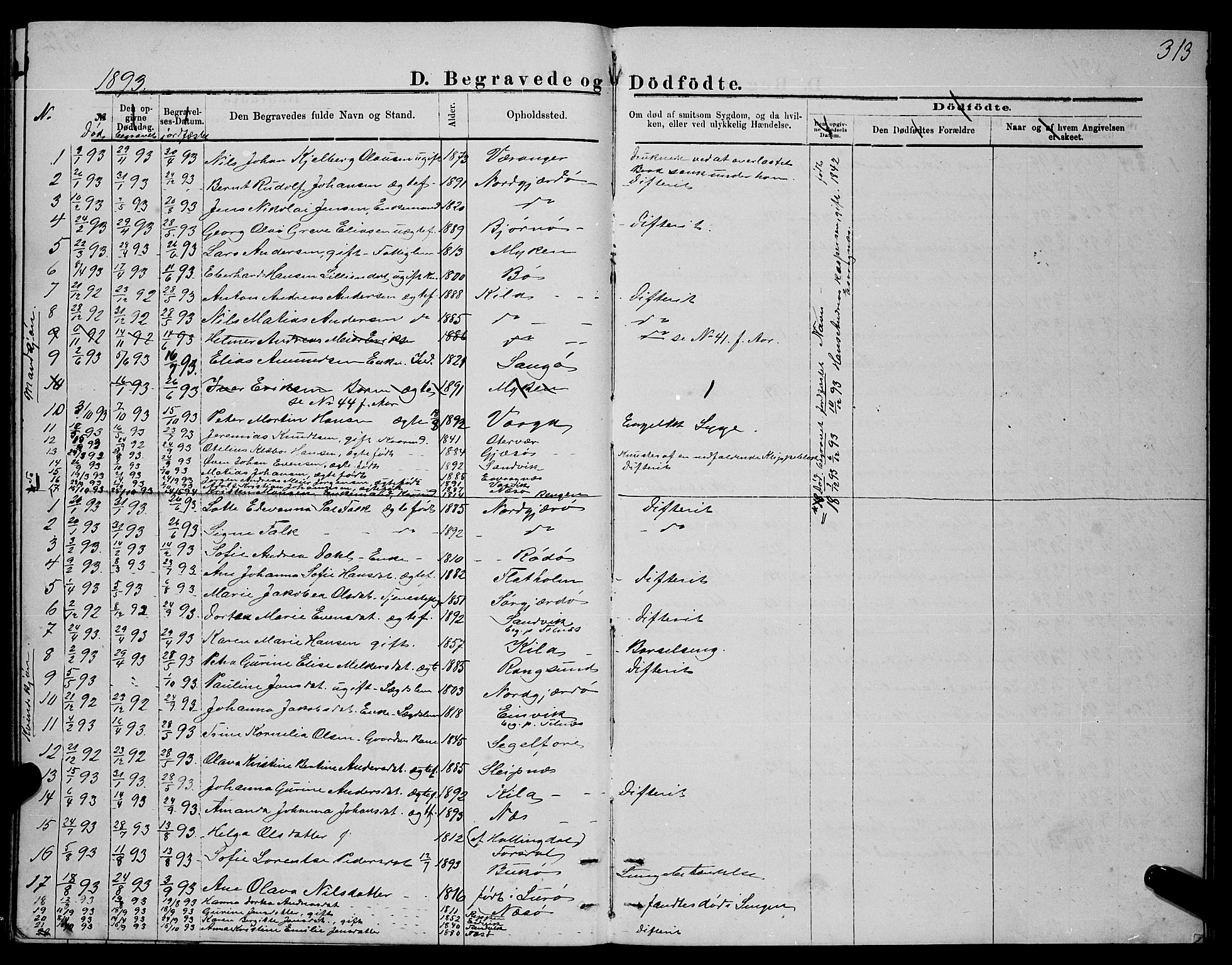 Ministerialprotokoller, klokkerbøker og fødselsregistre - Nordland, AV/SAT-A-1459/841/L0620: Klokkerbok nr. 841C04, 1877-1896, s. 313