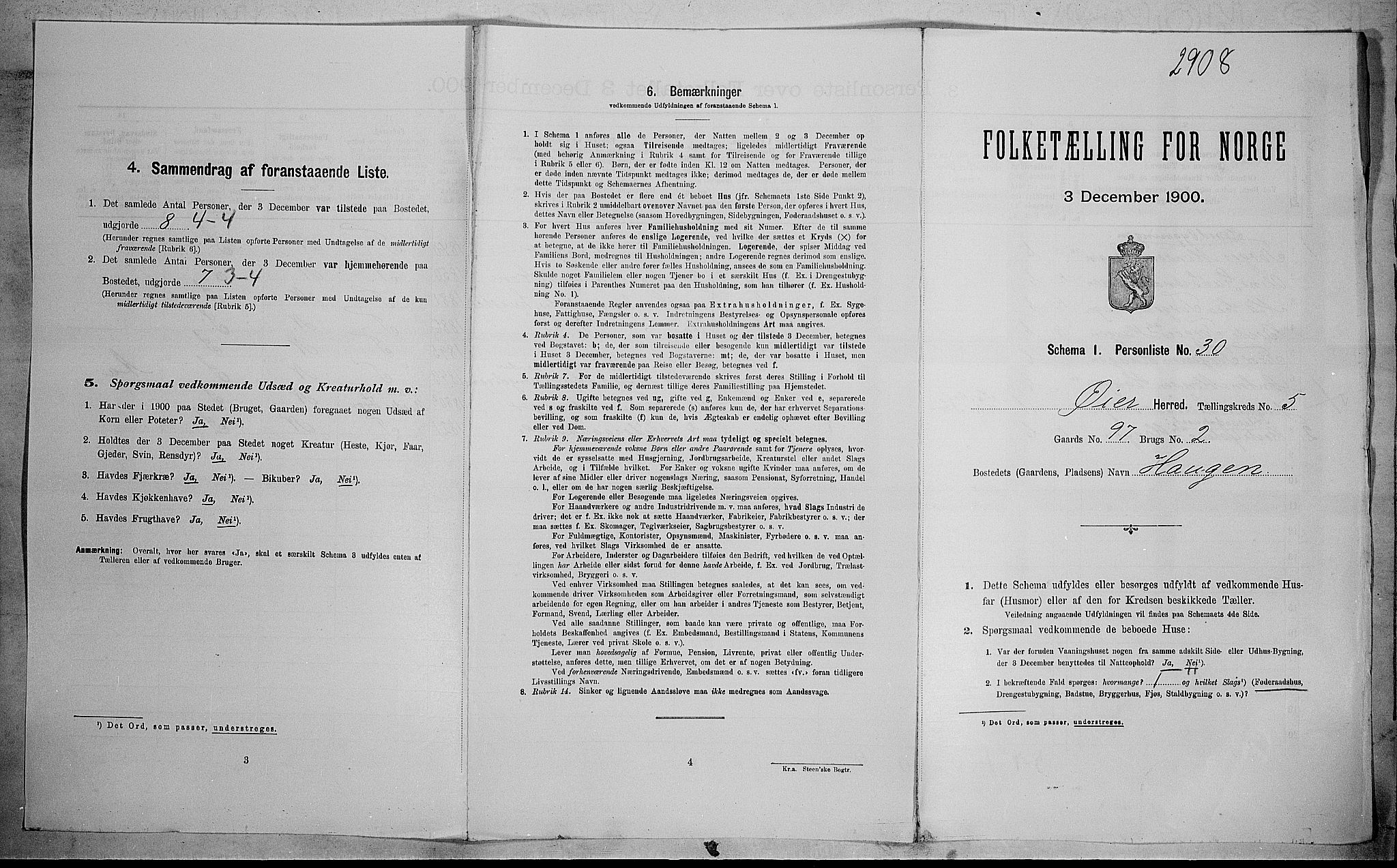 SAH, Folketelling 1900 for 0521 Øyer herred, 1900, s. 700