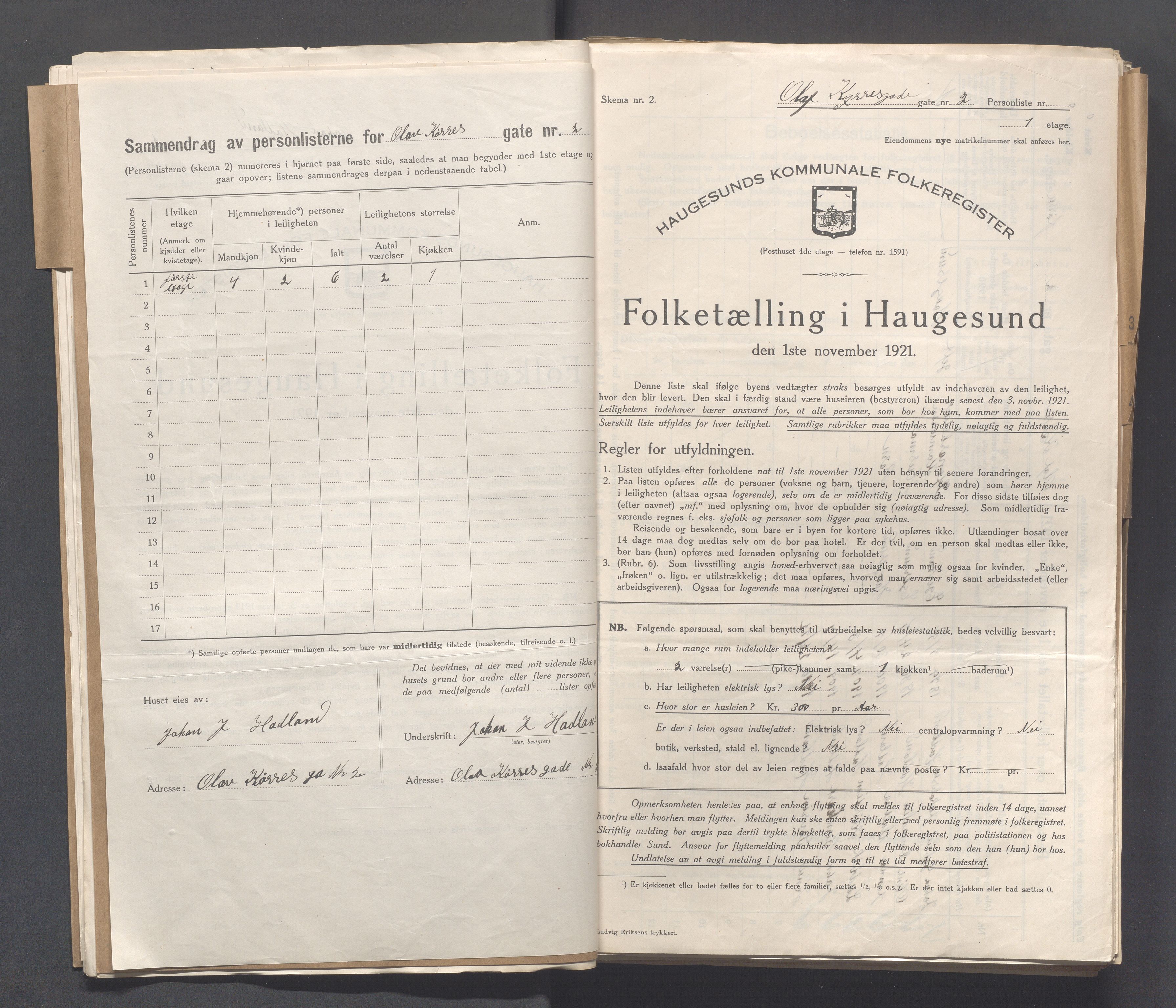 IKAR, Kommunal folketelling 1.11.1921 for Haugesund, 1921, s. 3218