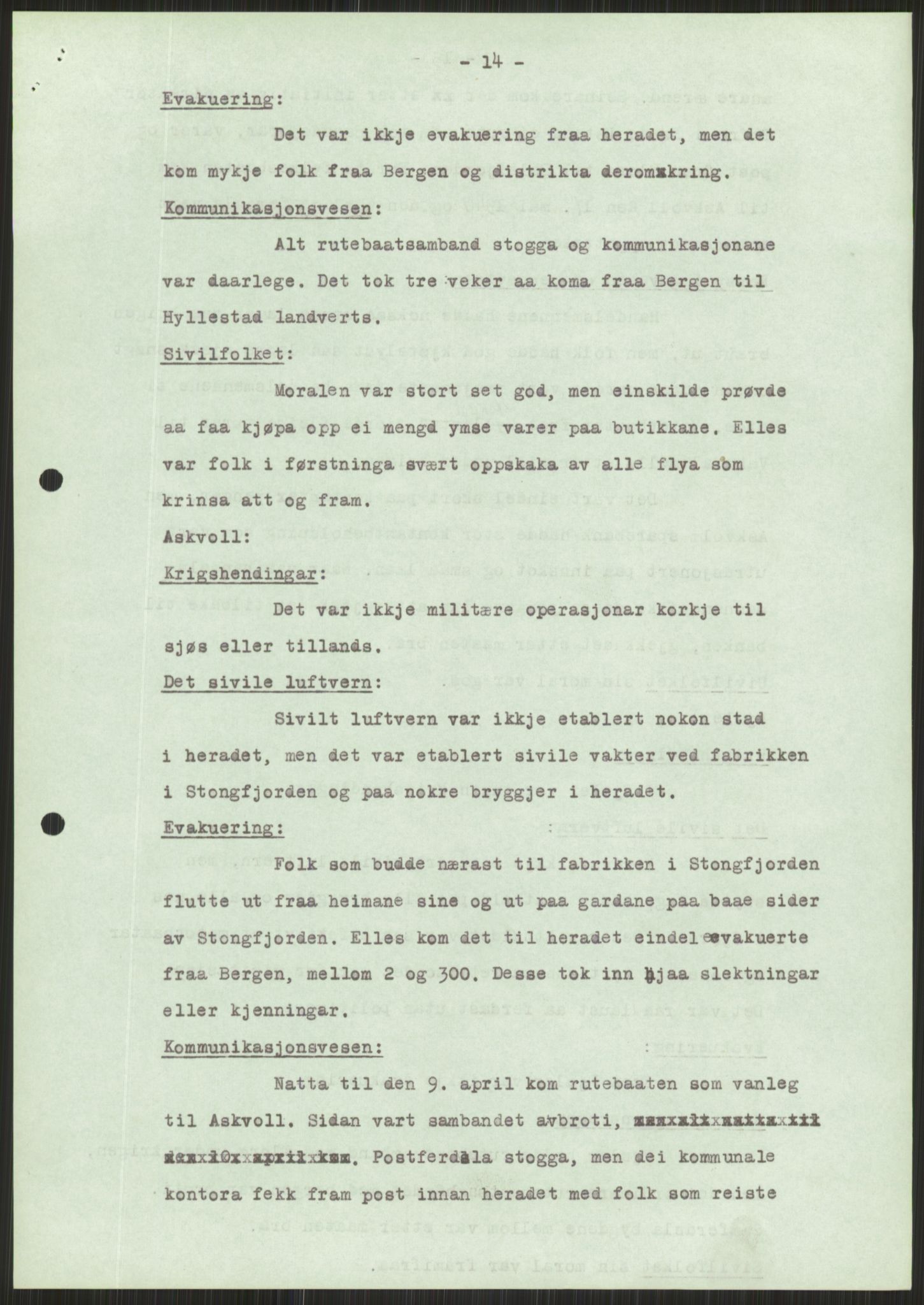 Forsvaret, Forsvarets krigshistoriske avdeling, AV/RA-RAFA-2017/Y/Ya/L0015: II-C-11-31 - Fylkesmenn.  Rapporter om krigsbegivenhetene 1940., 1940, s. 490