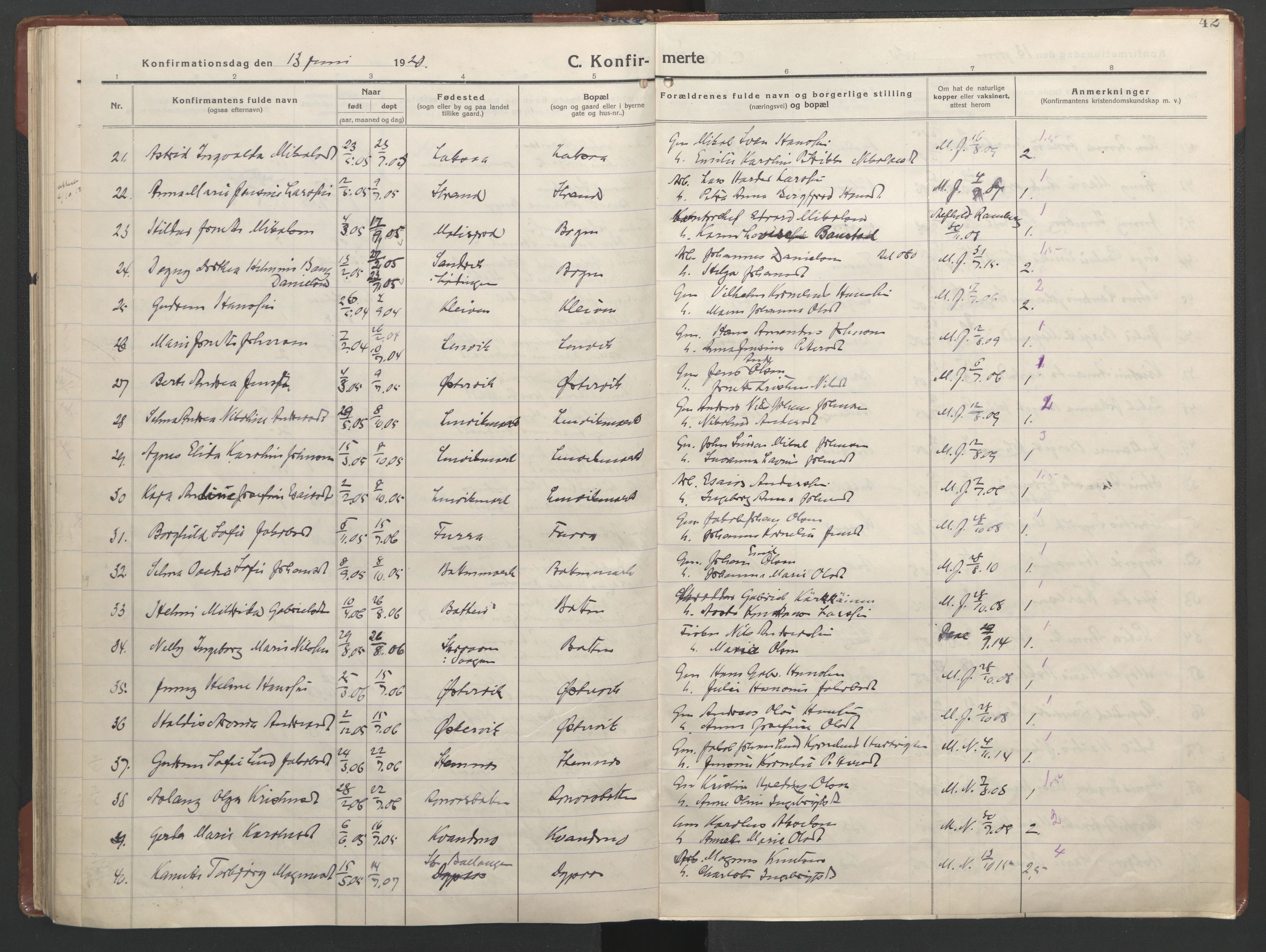 Ministerialprotokoller, klokkerbøker og fødselsregistre - Nordland, AV/SAT-A-1459/863/L0918: Klokkerbok nr. 863C08, 1906-1921, s. 42