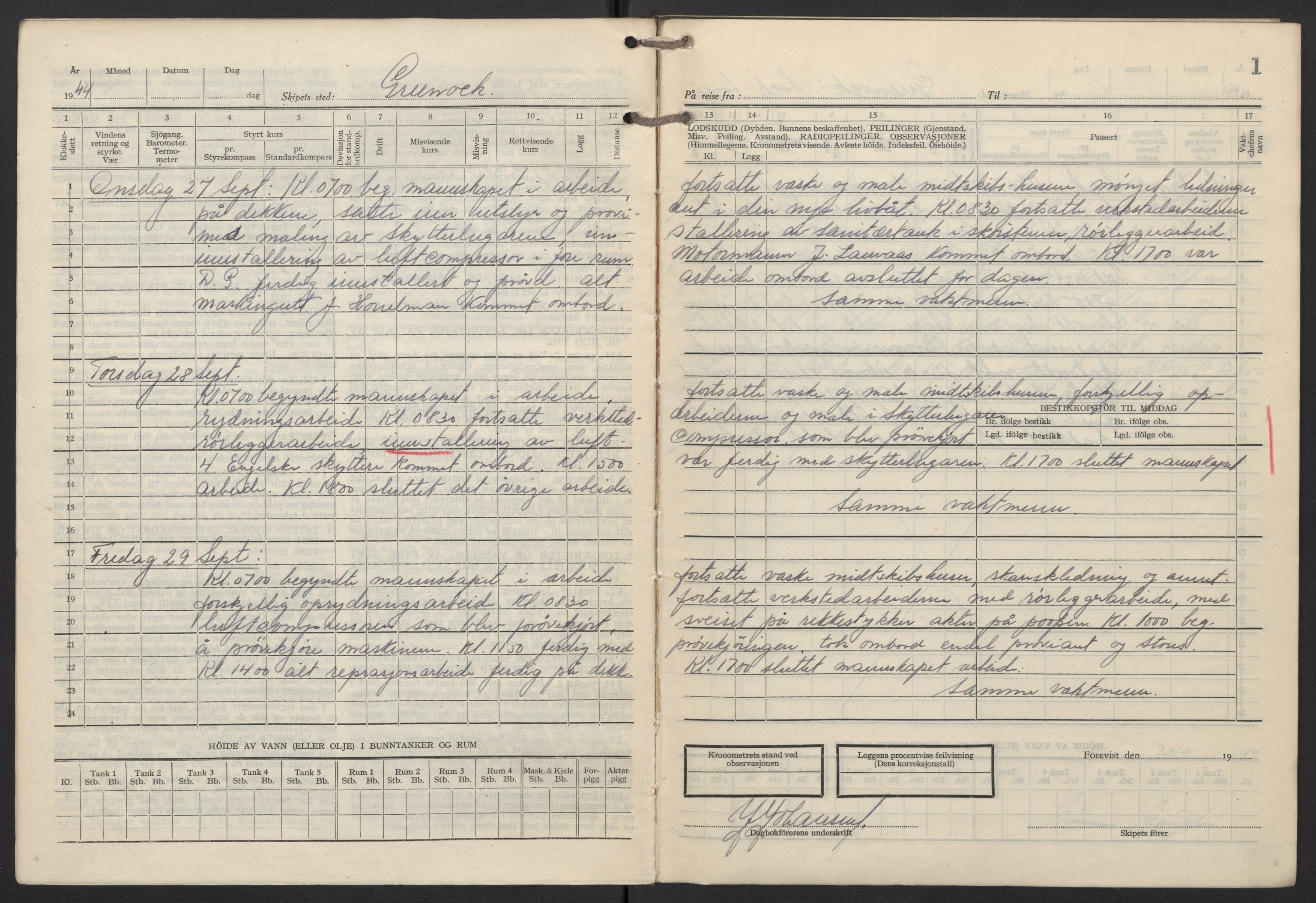 Nortraship, Skipsdagbøker, AV/RA-S-2168/F/L1560/0005: Boknr. 8591 - 8600 / Boknr. 8595 G. C. Brøvig, 1944