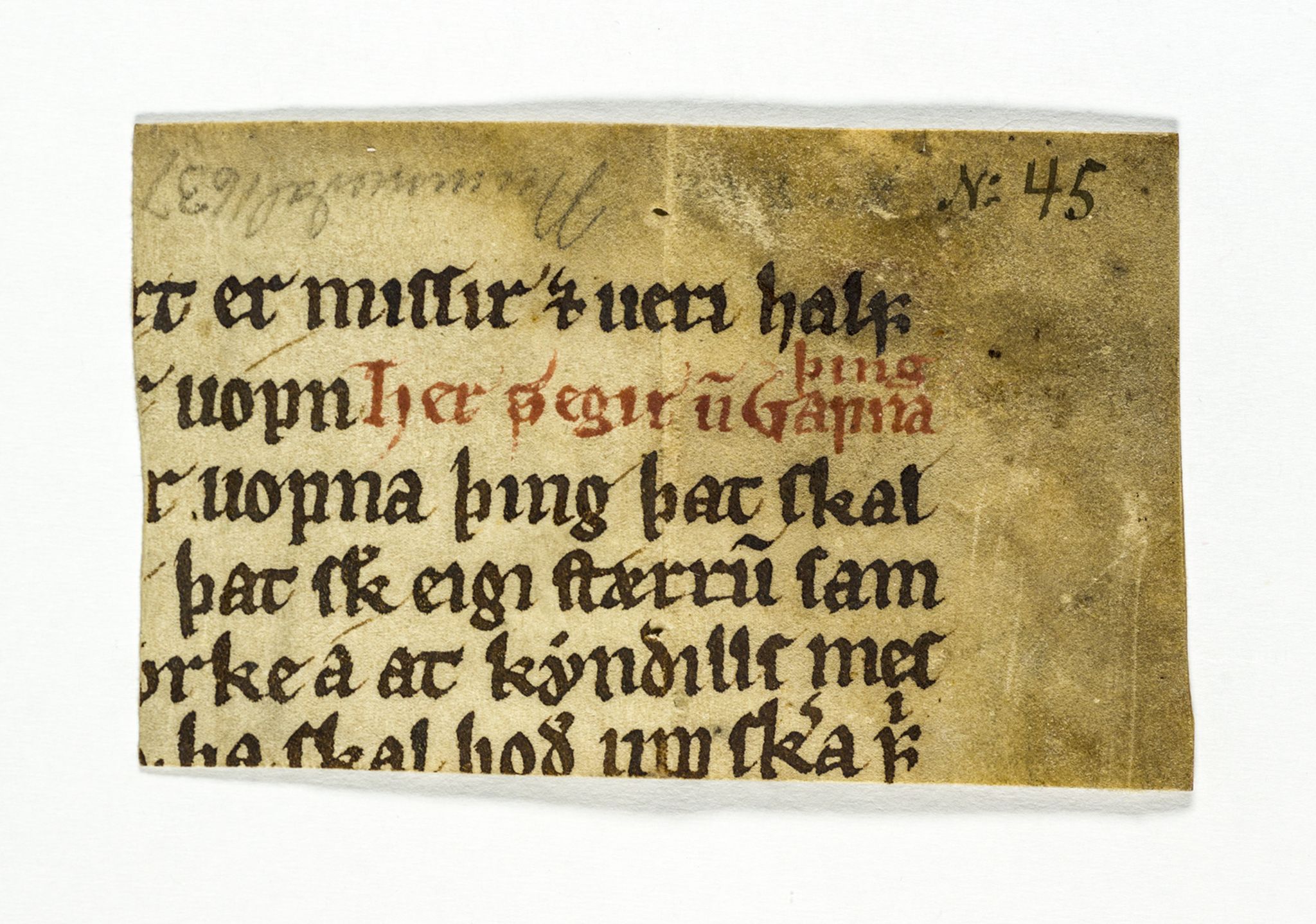 Riksarkivets diplomsamling, RA/EA-5965/F26/L0004: Norrøne membranfragmenter bestand 31-50, 1100-1536, s. 149