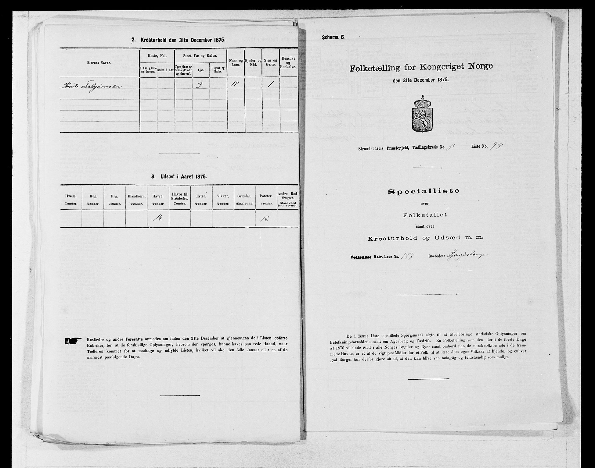 SAB, Folketelling 1875 for 1226P Strandebarm prestegjeld, 1875, s. 747