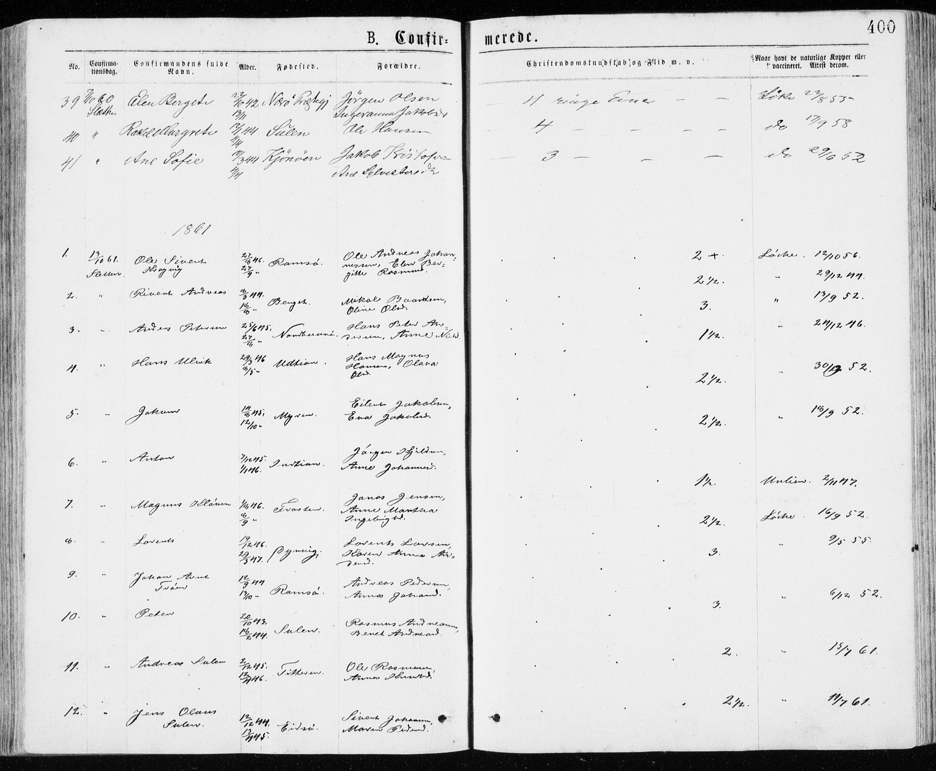 Ministerialprotokoller, klokkerbøker og fødselsregistre - Sør-Trøndelag, AV/SAT-A-1456/640/L0576: Ministerialbok nr. 640A01, 1846-1876, s. 400