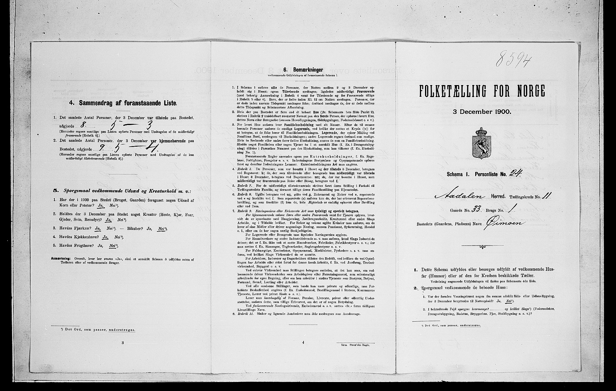 RA, Folketelling 1900 for 0614 Ådal herred, 1900, s. 786