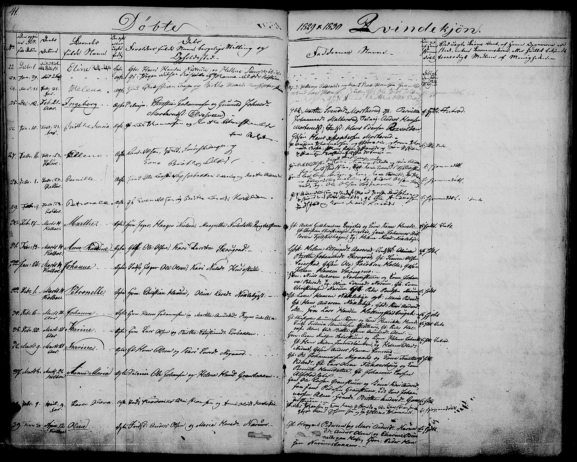 Vestre Toten prestekontor, SAH/PREST-108/H/Ha/Haa/L0002: Ministerialbok nr. 2, 1825-1837, s. 41