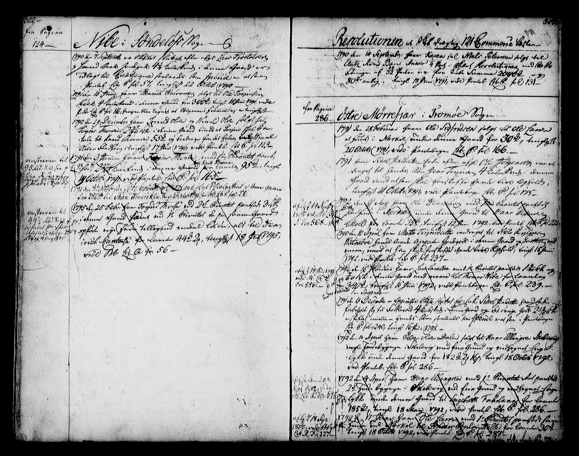 Nedenes sorenskriveri før 1824, SAK/1221-0007/G/Ga/L0004: Panteregister nr. 4, 1770-1799, s. 302-303